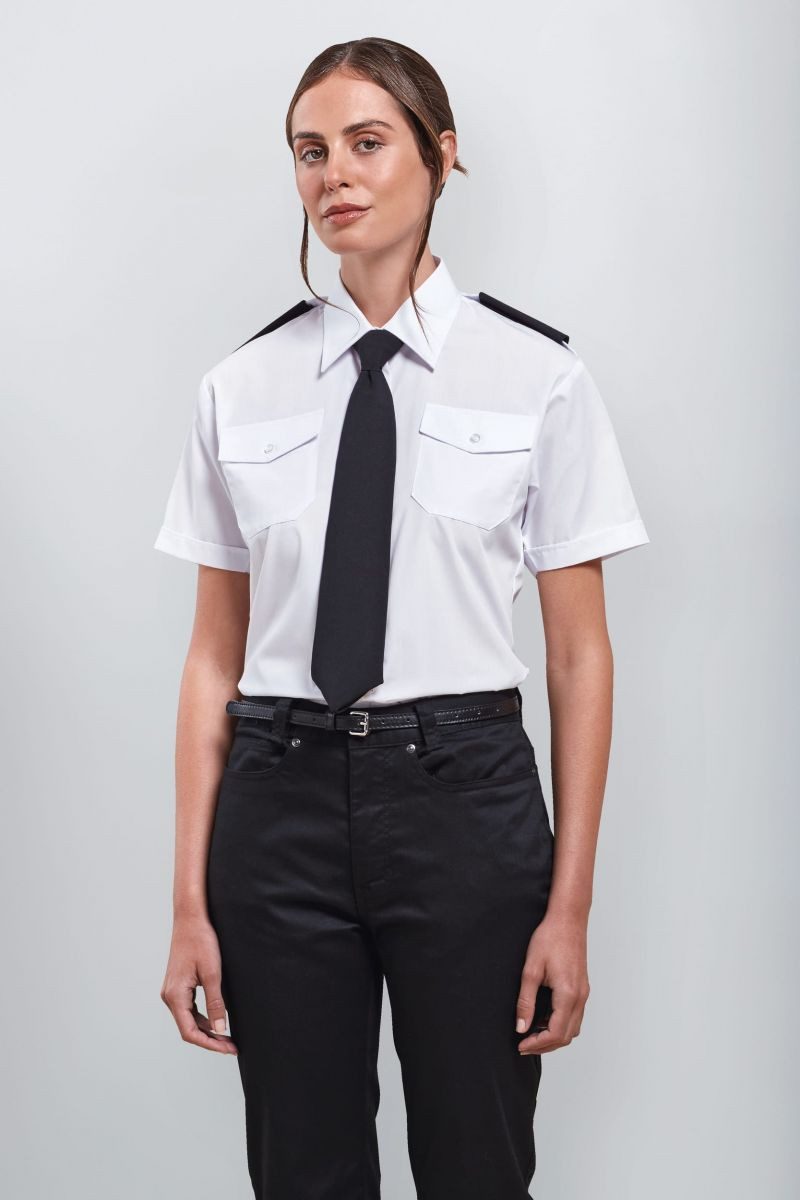 Premier Workwear Outdoorhemd Ladies' Short-Sleeved Pilot Shirt Hemd kurzärmelig