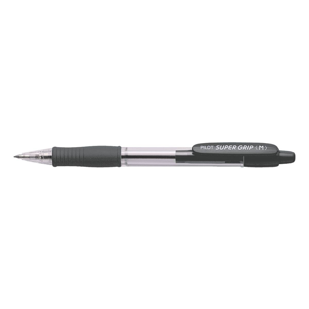 PILOT Kugelschreiber Super Grip M, Strichstärke 0,4 mm, mit Druckmechanik schwarz