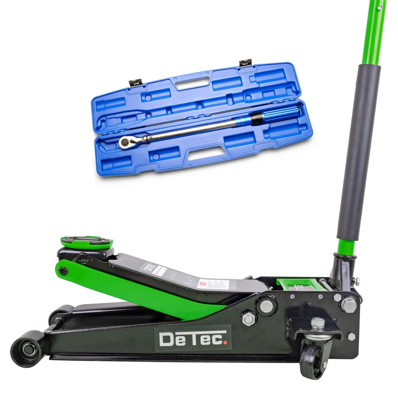 Rangierwagenheber 3 Tonnen Quick Lift grün + Drehmomentschlüssel 1/2 Zoll Kombiset