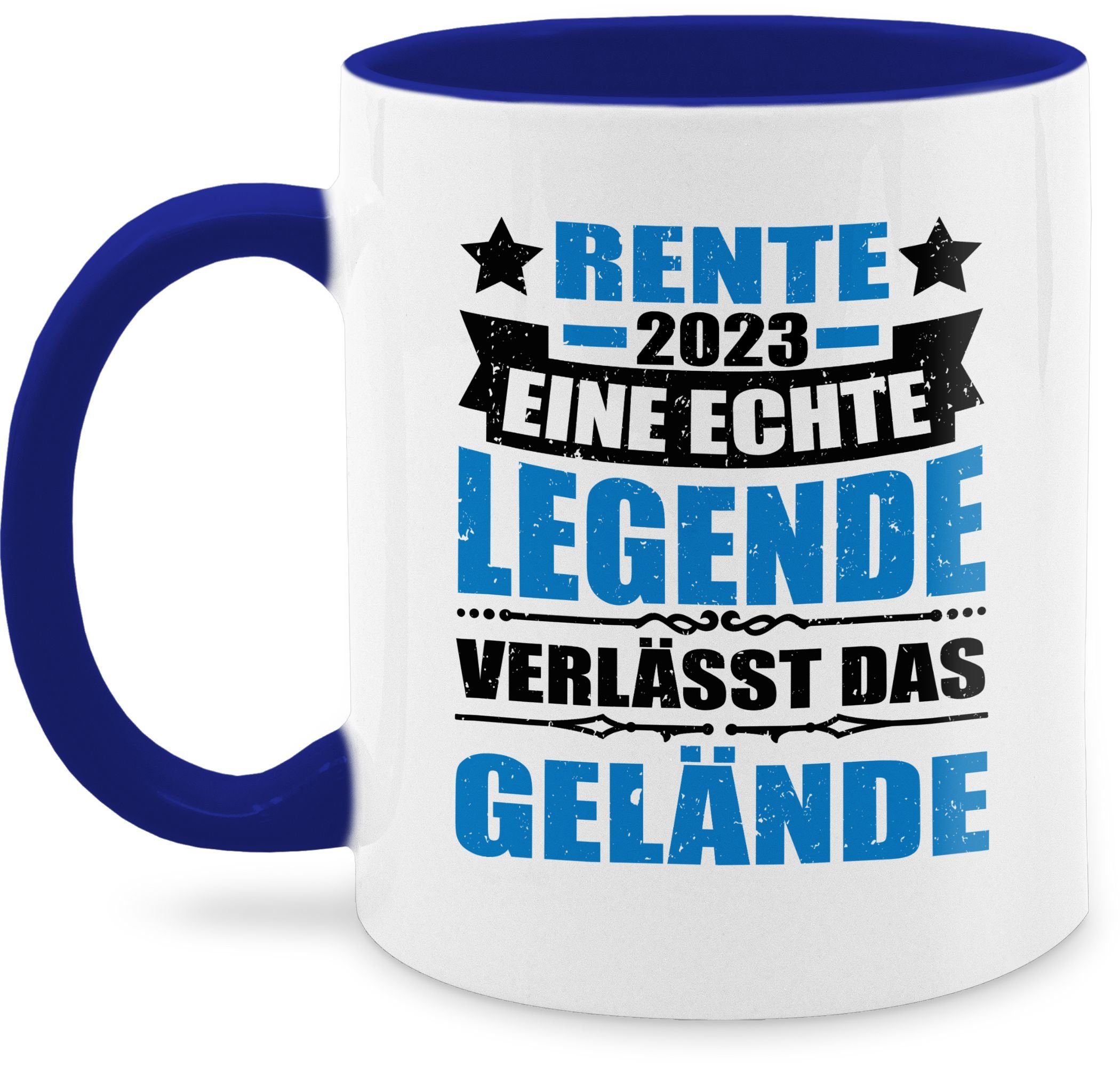 Shirtracer Tasse Rente 2023 eine echte Legende verlässt das Gelände, Keramik, Rente Geschenk Kaffeetasse 1 Dunkelblau