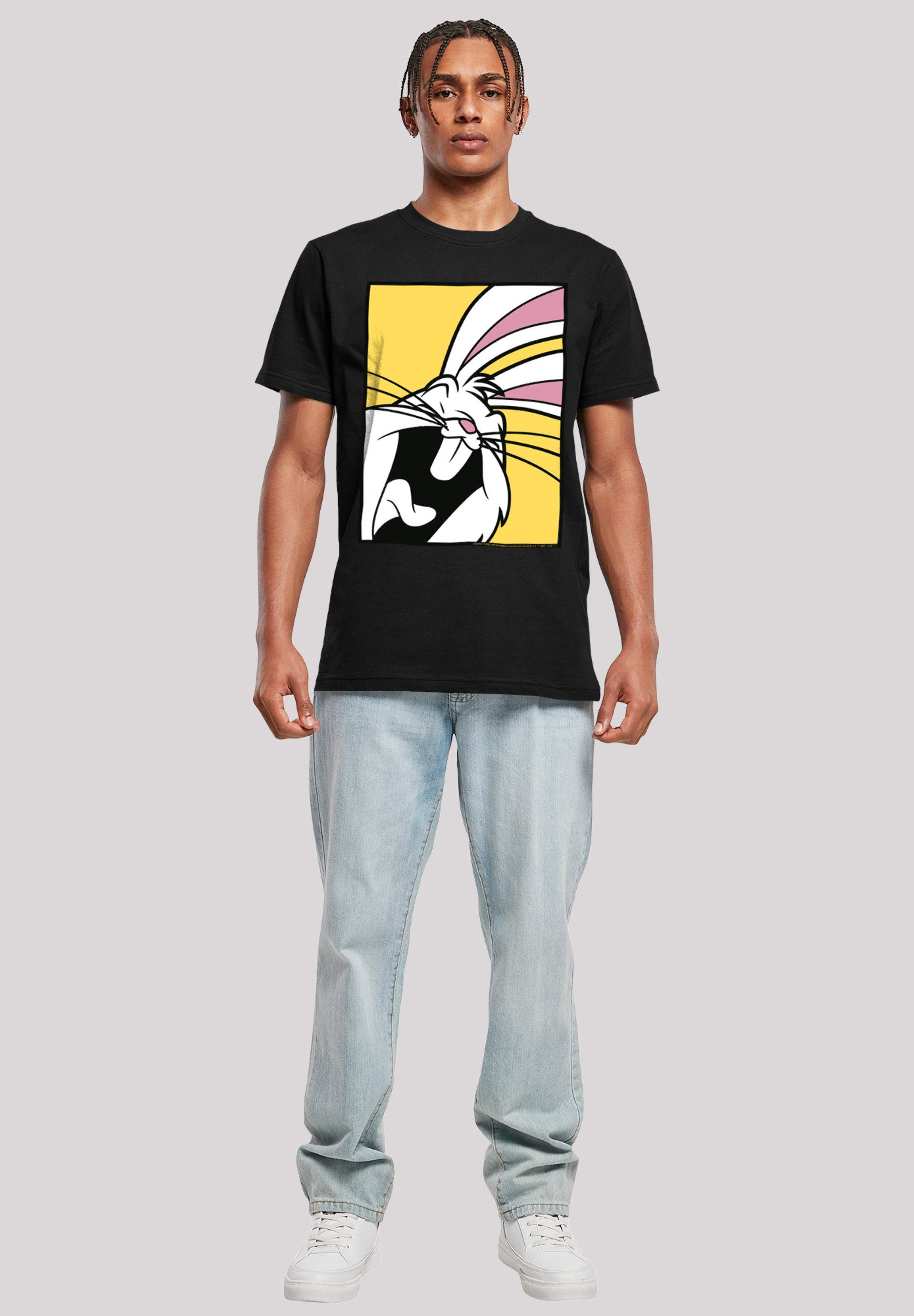 F4NT4STIC Kurzarmshirt Herren Looney Tunes Bugs black with Laughing (1-tlg) T-Shirt Round Bunny Neck