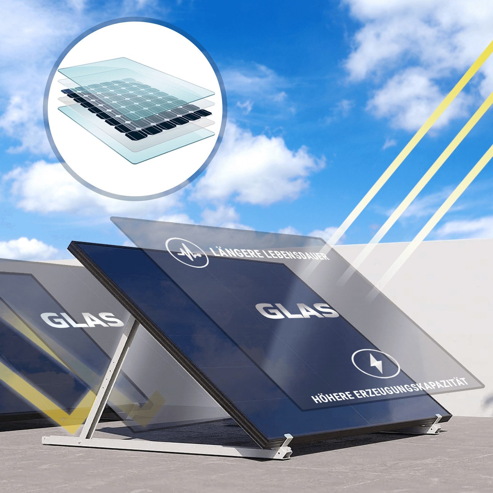 SUNNIVA Solarmodul Solarpanele - FULL BLACK Bifazial Glas/Glas 460 Watt, (PV Panel - PMax 460W Bifacial Solar modul n-type, geeignet für Balkonkraftwerk, IP68,  – Bild 4 von 5