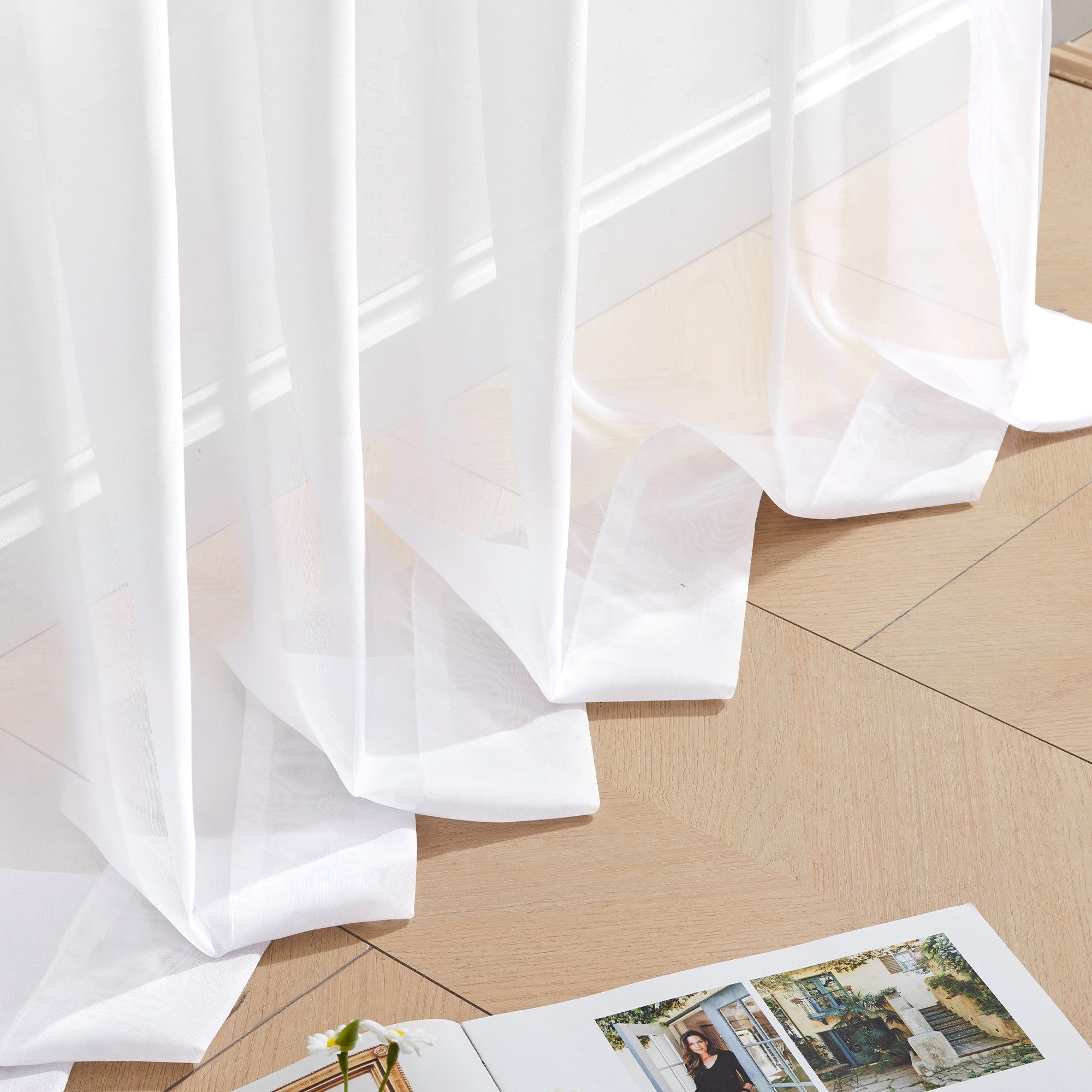 Deconovo Vorhang Voile Gardinen mit Kräuselband Polyester 3-Faden Webung 1er Set – Bild 5 von 5