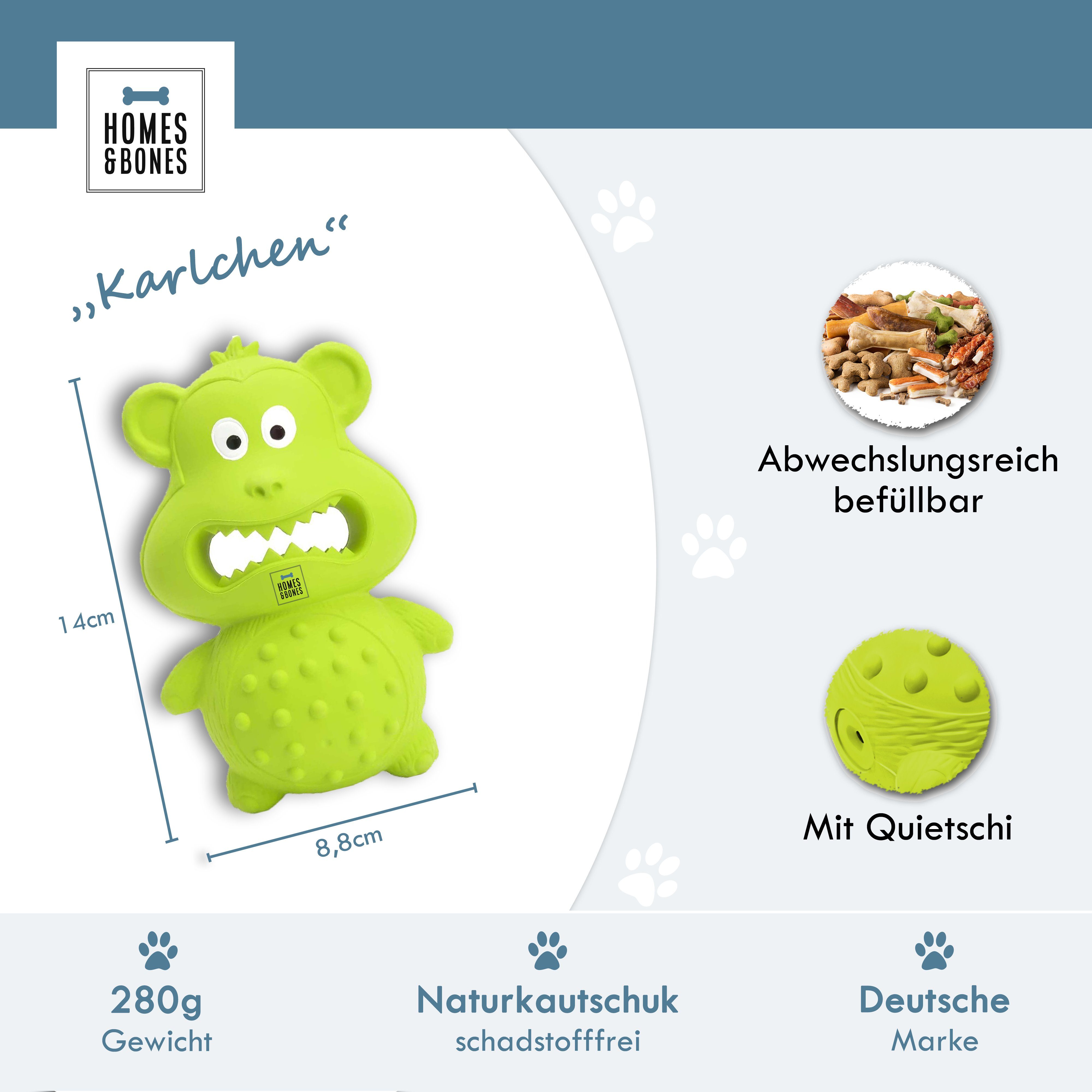 HOMES&BONES Snackball "Karlchen", befüllbares Hundespielzeug aus 100% Naturkautschuk, aus 100% Naturkautschuk