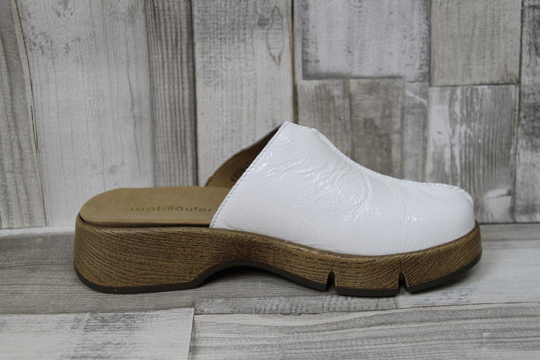 Waldläufer Waldläufer Damen Clog H-Akira weiß-lack, herausnehmbare Innensohle 40 Pantolette