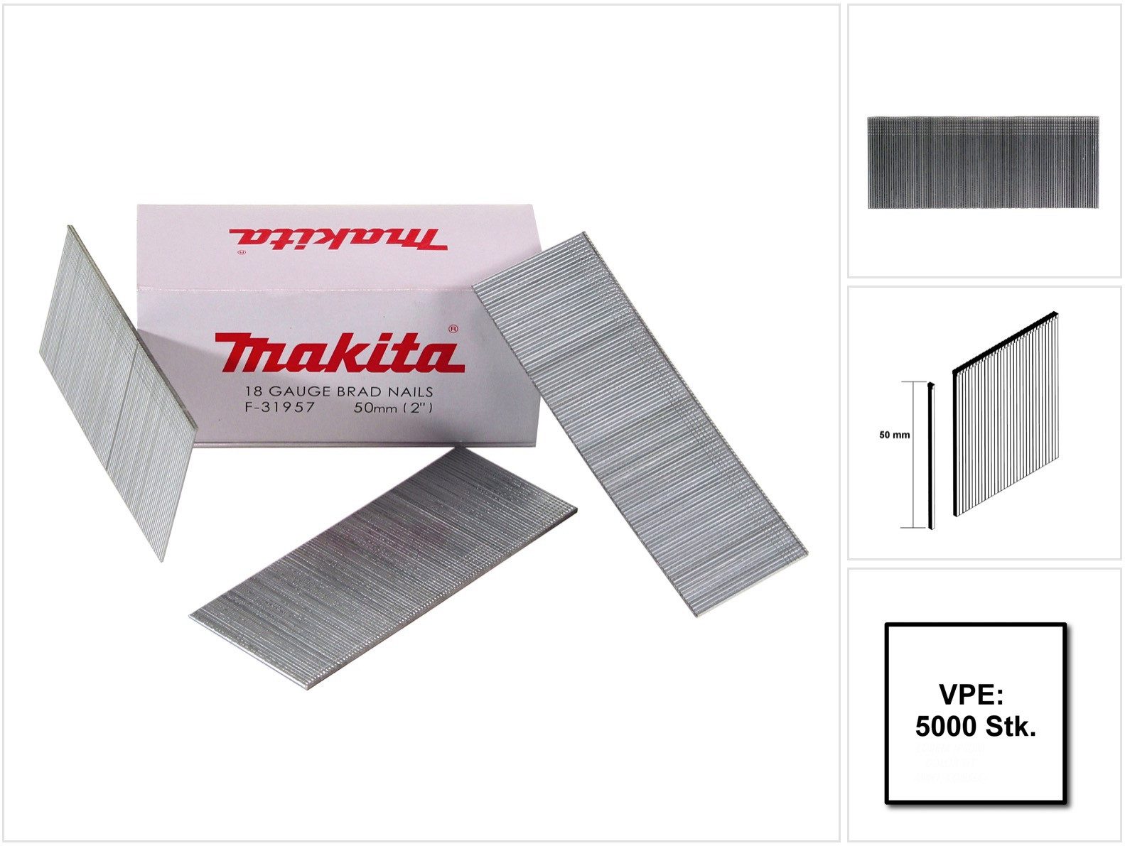 Makita Stauchkopfnagel Stauchkopfnagel Brads 50mm 5000 Stück galvanisiert (F-31957) für Ma