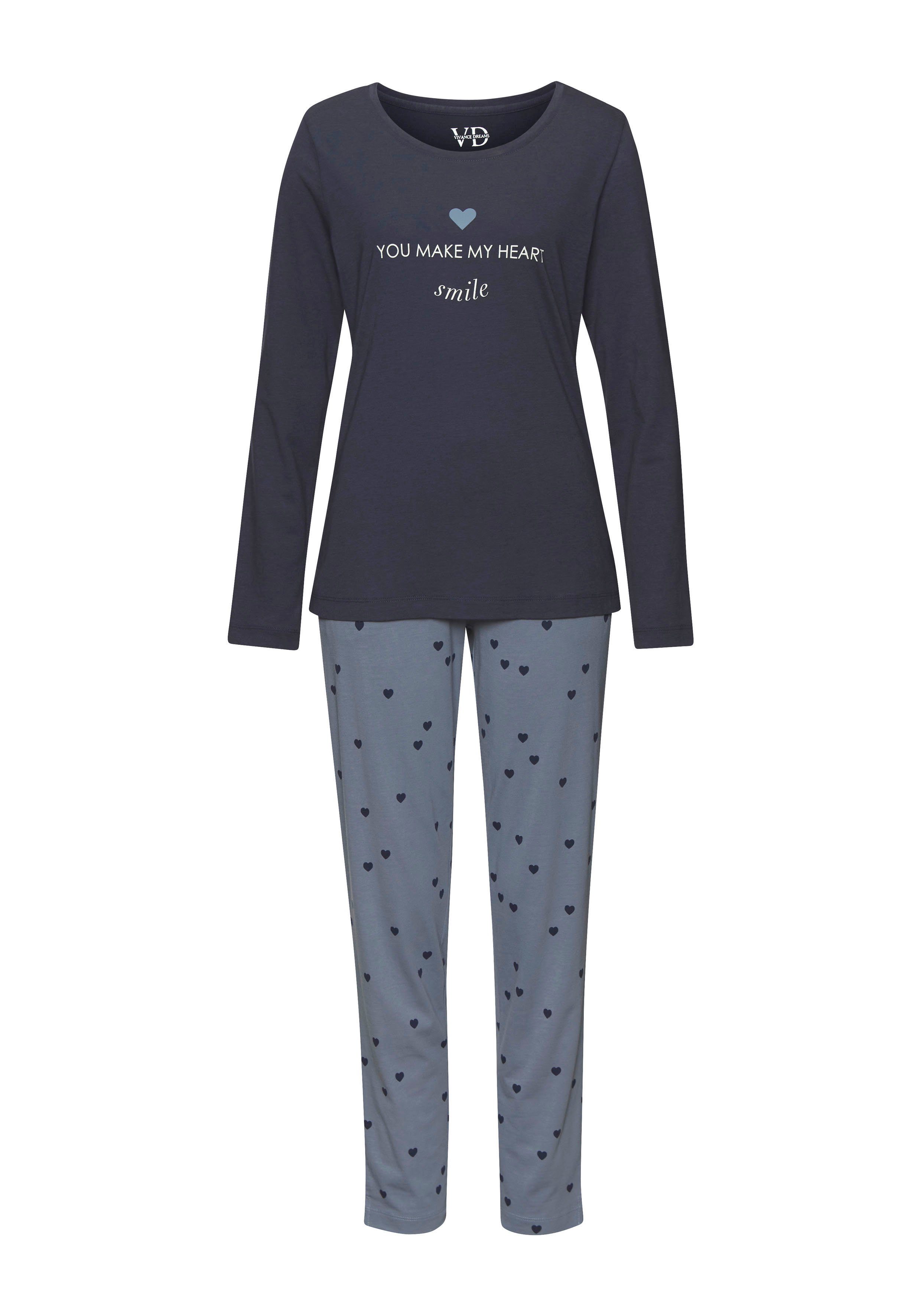 Vivance Dreams Pyjama (2 tlg) mit süßem Schrift-Aufdruck günstig online kaufen