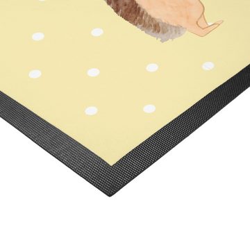 Fußmatte Igel Seilhüpfen - Gelb Pastell - Geschenk, süße Tiermotive, Tiere, Tü, Mr. & Mrs. Panda, Höhe: 0.5 mm