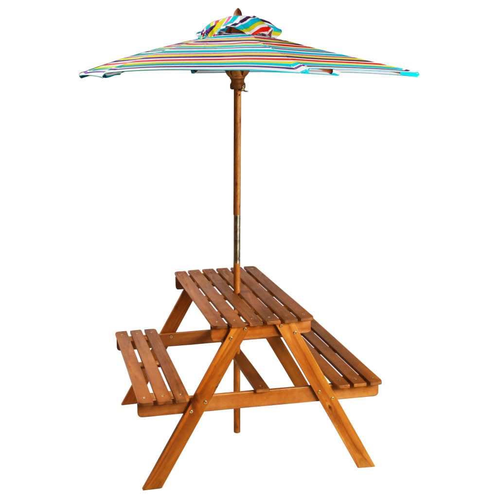 vidaXL Kindertisch Kinder-Picknicktisch mit Sonnenschirm 79x90x60 cm nholz