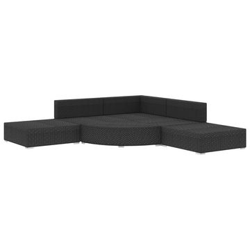 vidaXL Gartenlounge-Set 6-tlg. Garten-Lounge-Set mit Auflagen Poly Rattan Schwarz, (6-tlg)