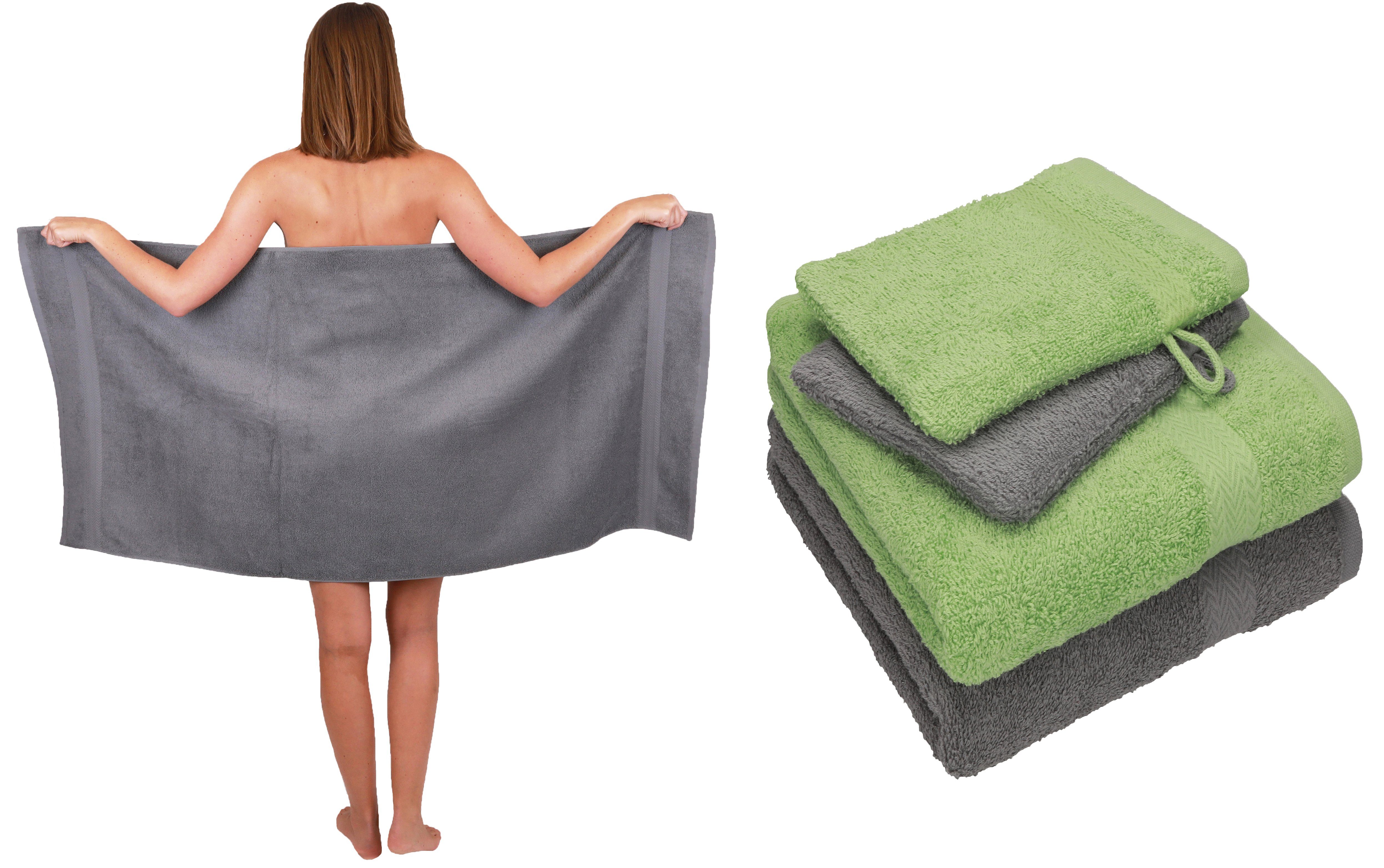 Betz Handtuch Set 5 TLG. Handtuch Set Single Pack 100% Baumwolle 1 Duschtuch 2 Handtücher 2 Waschhandschuhe, Baumwolle, (5-tlg) grün
