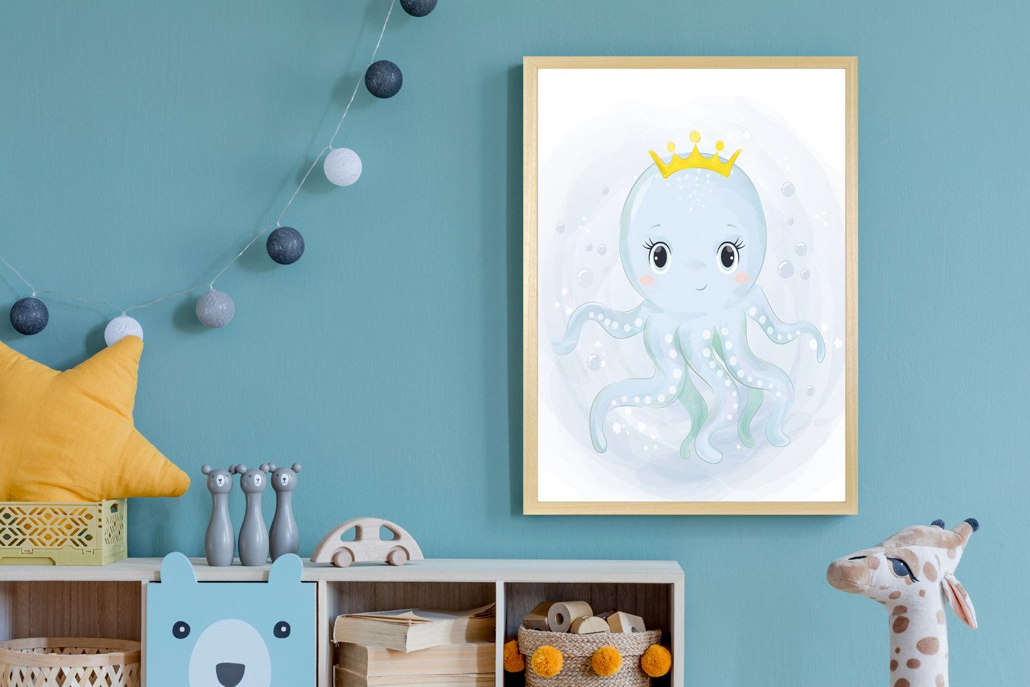 Bild mit Rahmen Oktopus mit Krone
