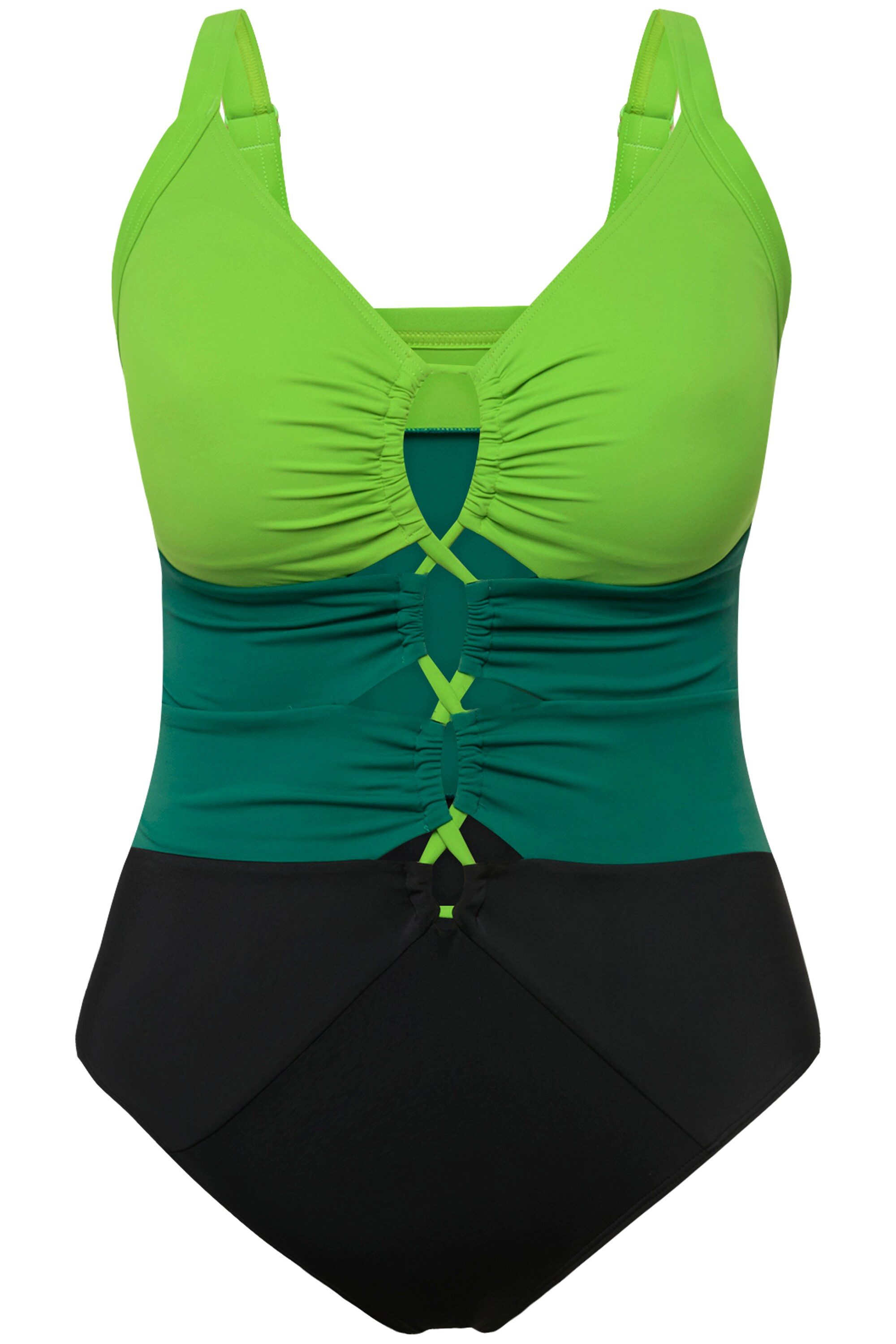 Ulla Popken Badeanzug Badeanzug Colorblocking Softcups Aussparungen günstig online kaufen