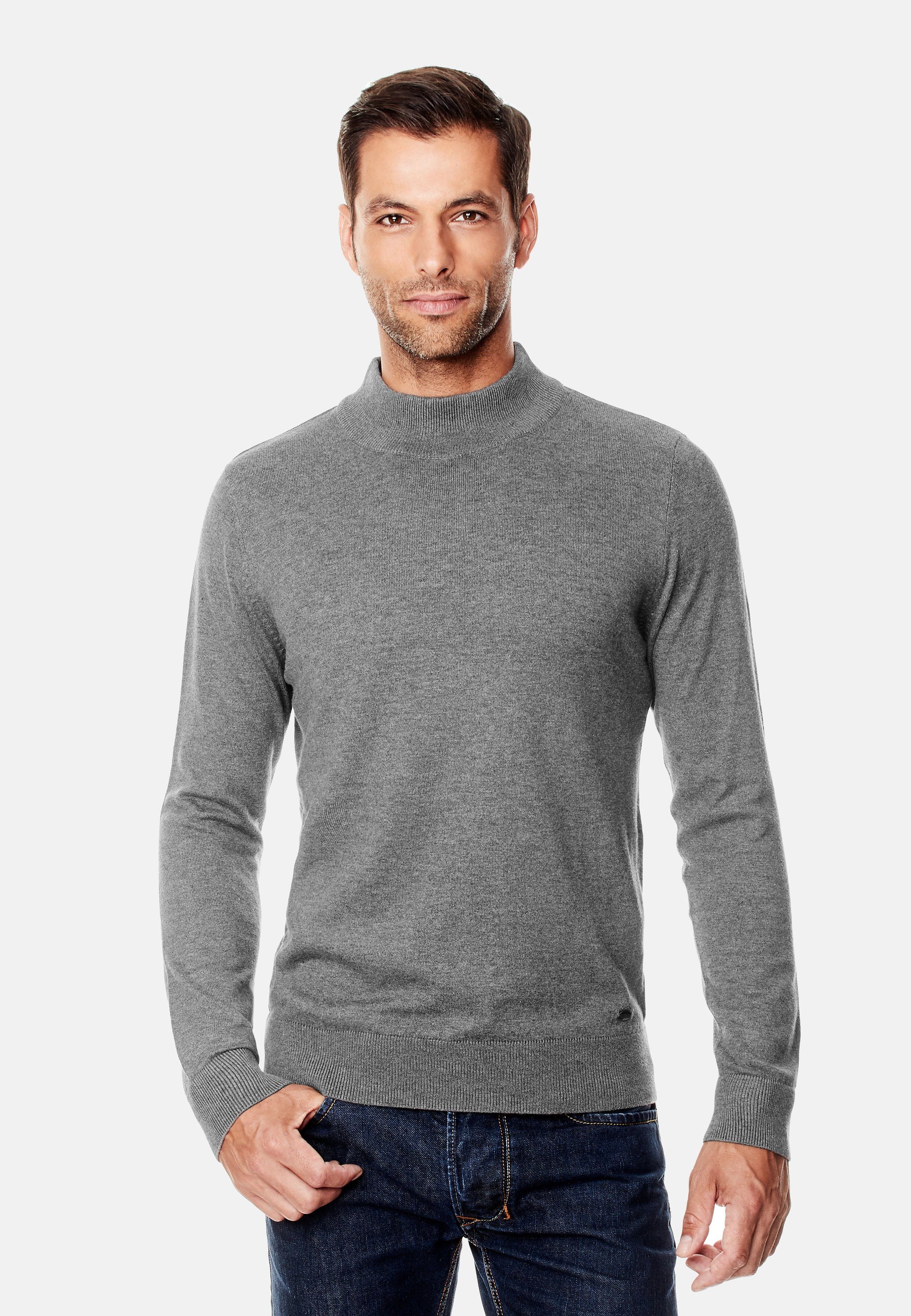 V-Ausschnitt-Pullover tailliert Stehkragen
