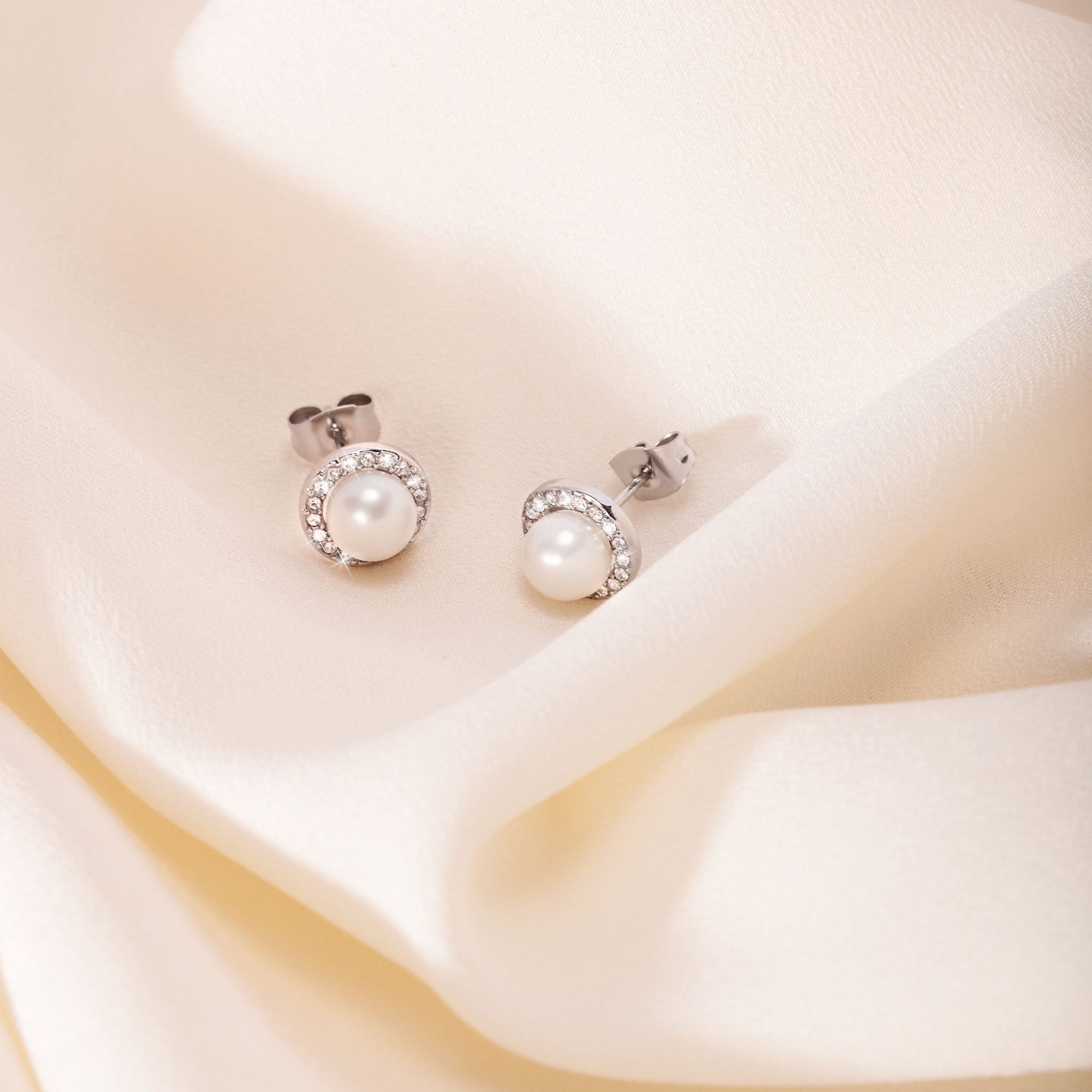 MORELLATO Paar Ohrstecker Perla SAER51 925 Silber Zuchtperle Zirkonia 10 mm Damen