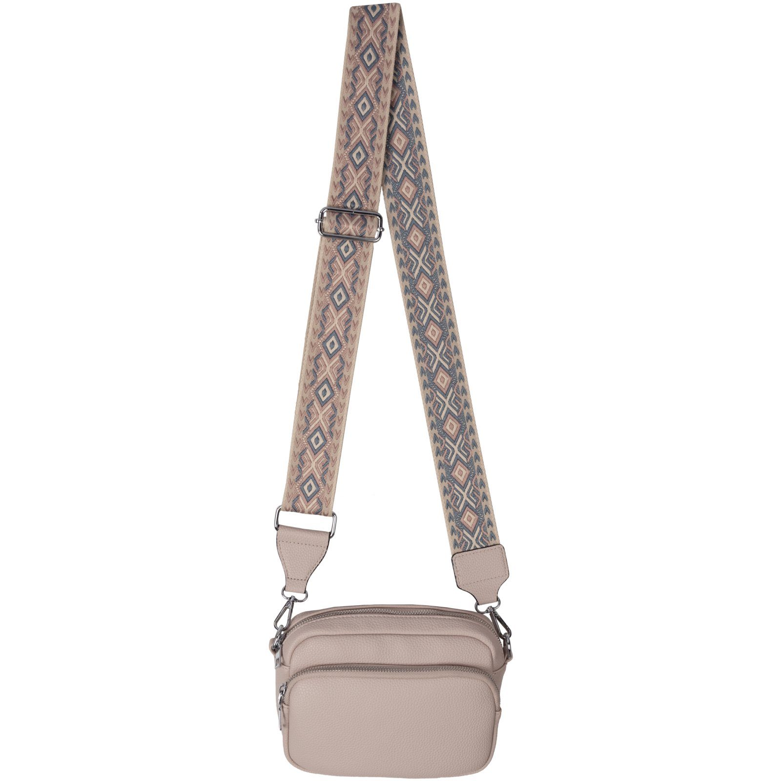 EAAKIE Gürteltasche Bauchtasche Umhängetasche Crossbody-Bag Hüfttasche Kunstleder Italy-D, als Schultertasche, CrossOver, Umhängetasche tragbar CREAM