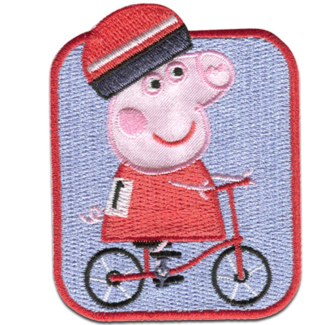 Peppa Pig Пластырь, Polyester, Peppa Wutz © Fahrrad - Пластырь, Bügelbild, Aufbügler, Applikationen, Patches, Flicken, zum aufbügeln, Größe: 5,8 x 7,4 cm