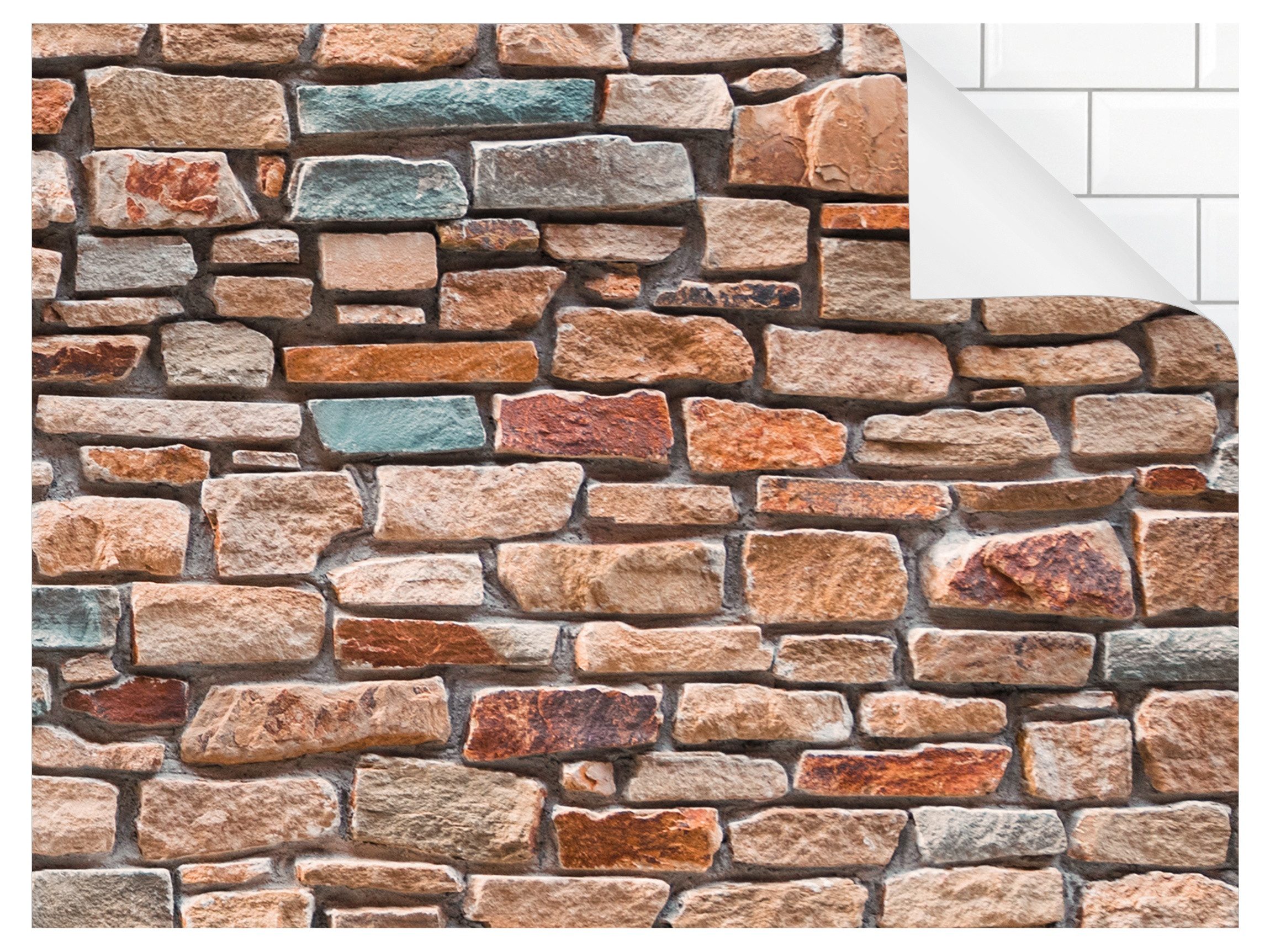 Bilderdepot24 Küchenrückwand selbstklebend rot Muster Landhaus, (1-tlg., Nischenrückwand - für Fliesenspiegel ohne Bohren - matt), Nischenrückwand 3D-Effekt fugenlos Wandpaneel Küche Herd