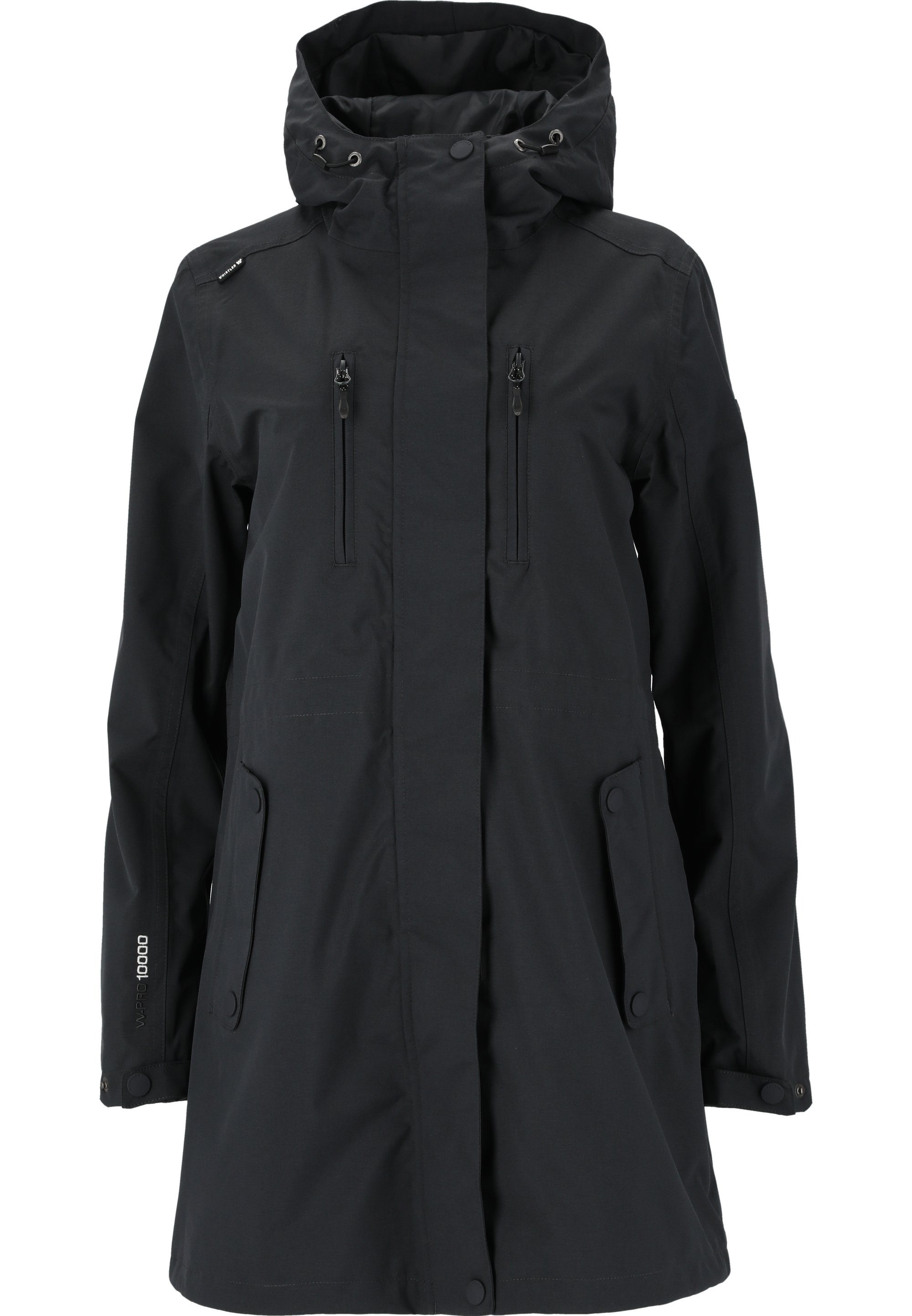 WHISTLER Regenjacke schwarz mit LEIA komfortablem Langschnitt