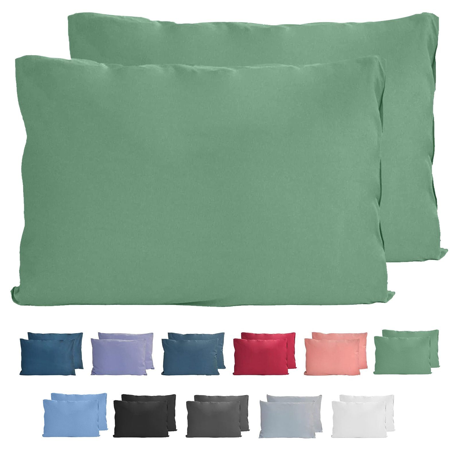 Komfortec Kissenbezug 100% Baumwolle, 150 g/m², (2 Stück), 40 x 60 cm, Kissenhülle, Superweicher Premium Jersey Kopfkissenbezug