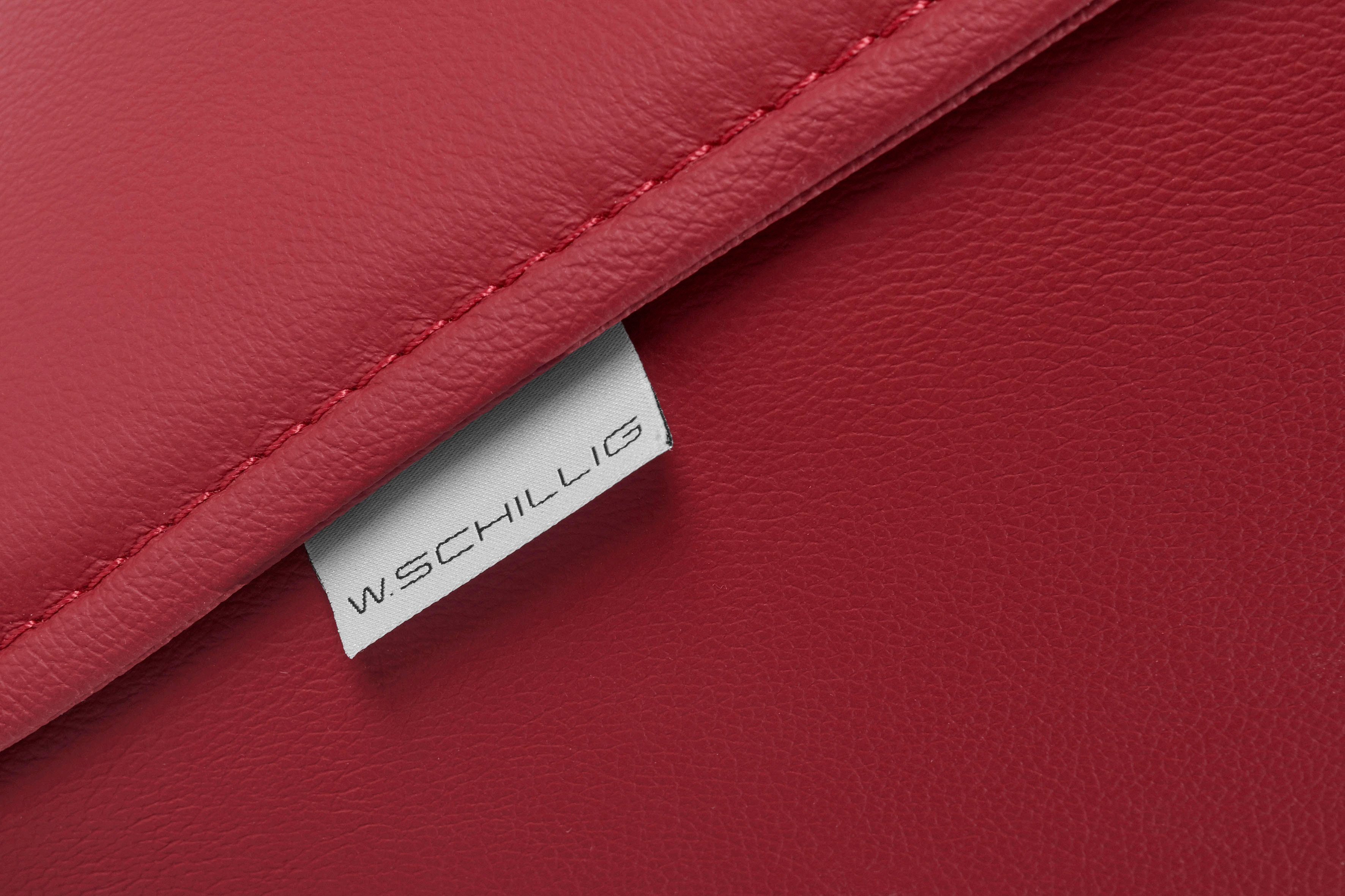 sally, Metallfüßen Chrom mit 224 Z59 W.SCHILLIG cm glänzend, Breite red 3-Sitzer in ruby