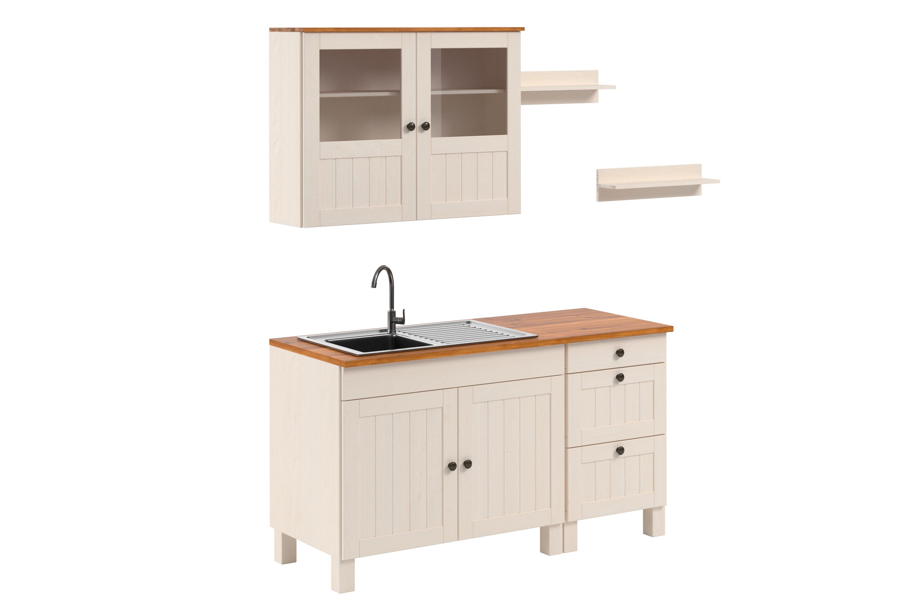 Home affaire Pantryküche Alby2, (Set), Breite 150 cm, Kiefer massiv, ohne E-Geräte