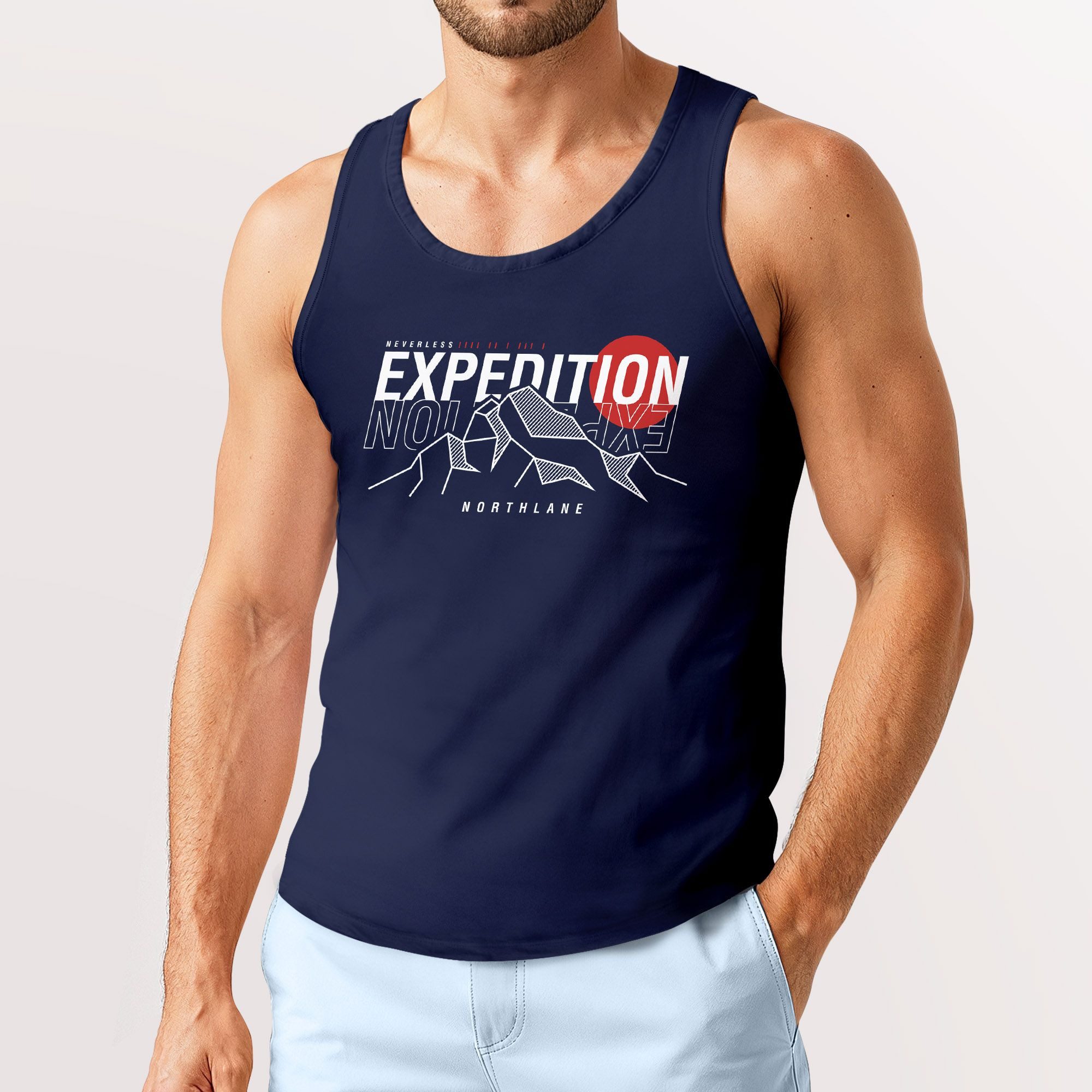 Neverless Tanktop Herren Tank-Top mitt Print Expedition Adventure Berge Wandern Outdoor mit Print – Bild 2 von 4