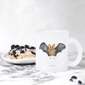 Mr. & Mrs. Panda Teeglas Fledermaus Flügel - Transparent - Geschenk, Teetasse aus Glas, Tiermo, Premium Glas, Edler Aufdruck