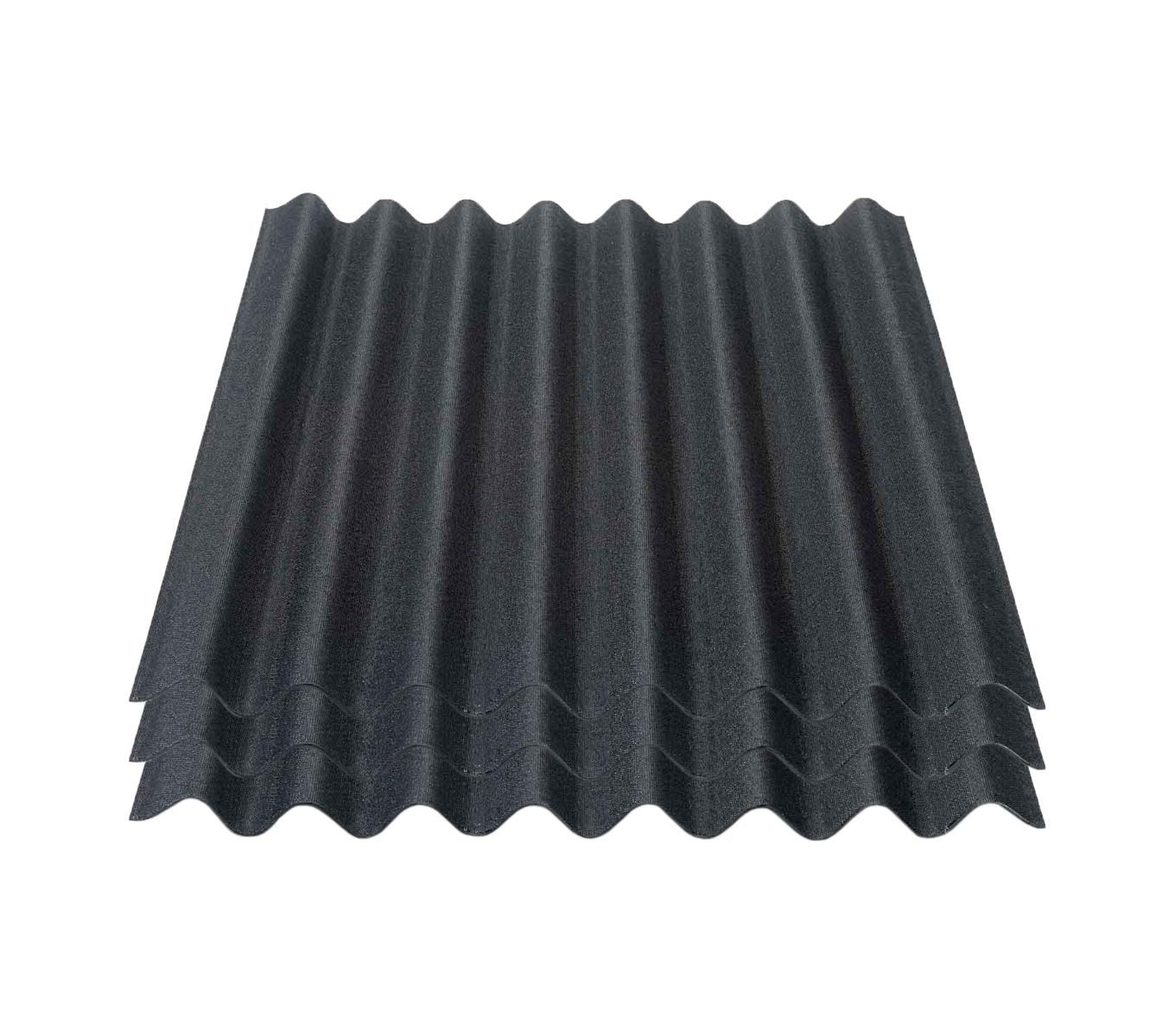 Onduline Dachpappe 3er Pack Dachplatte Easyline® Wellplatte Gartenhaus, Farbe: schwarz, wellig, 2.28 m² pro Paket, (3-St), Größe: 1000 x 760 x 2,6 mm, Profil: 95/38