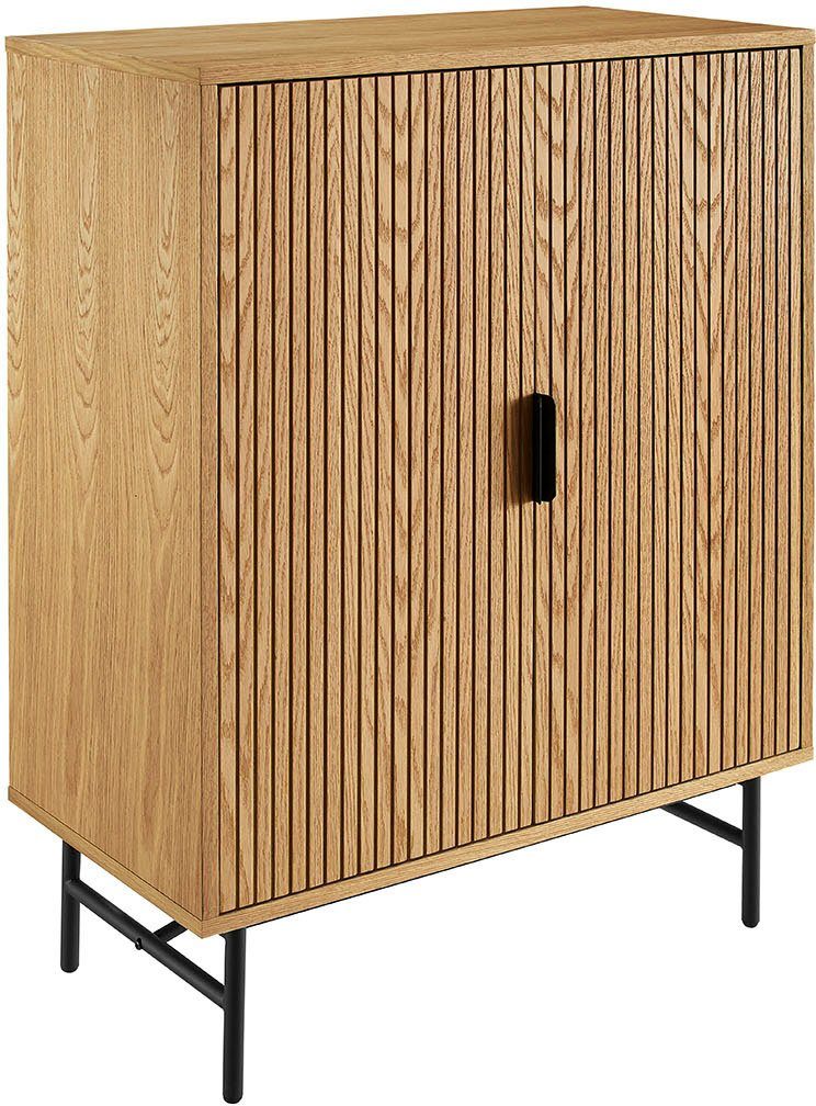 SalesFever Kommode Visby Stilvolles Sideboard für den Wohnbereich, Eiche Echtholzfurnier