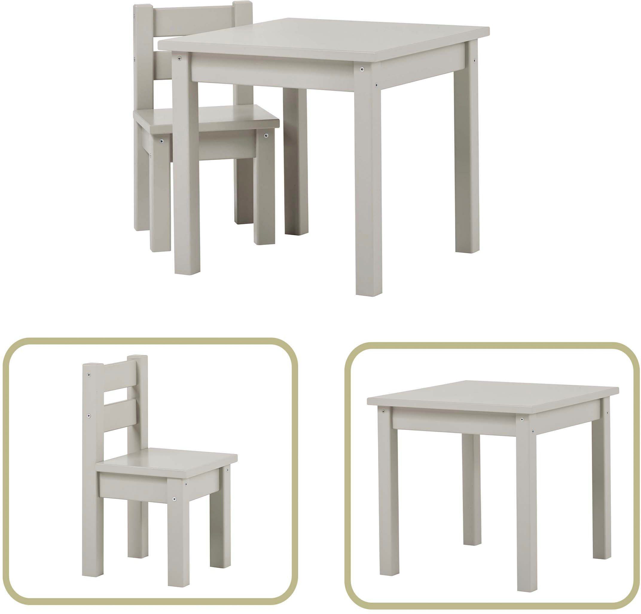 2-tlg., mit 1 MADS Farben, Kindersitzgruppe einem Stuhl), Tisch, vielen (Set, Kindersitzgruppe, Stuhl 1 Hoppekids in hellgrau