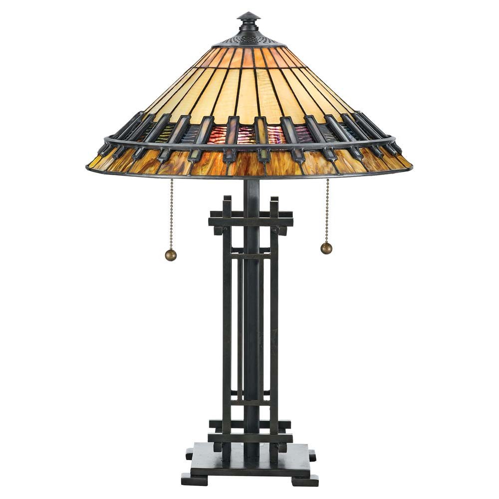 Elstead LIGHTING Schreibtischlampe, Leuchtmittel nicht inklusive, Tischleuchte Beistelllampe Schreibtischlampe Tiffany-Glas Stahl