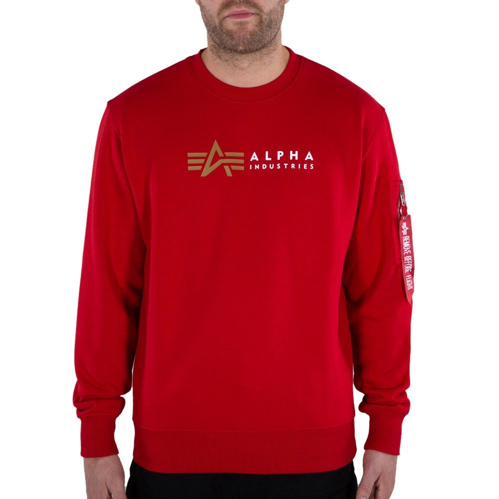 Alpha Industries Sweatshirt Alpha Industries Herren Sweatshirt Alpha Label speed red