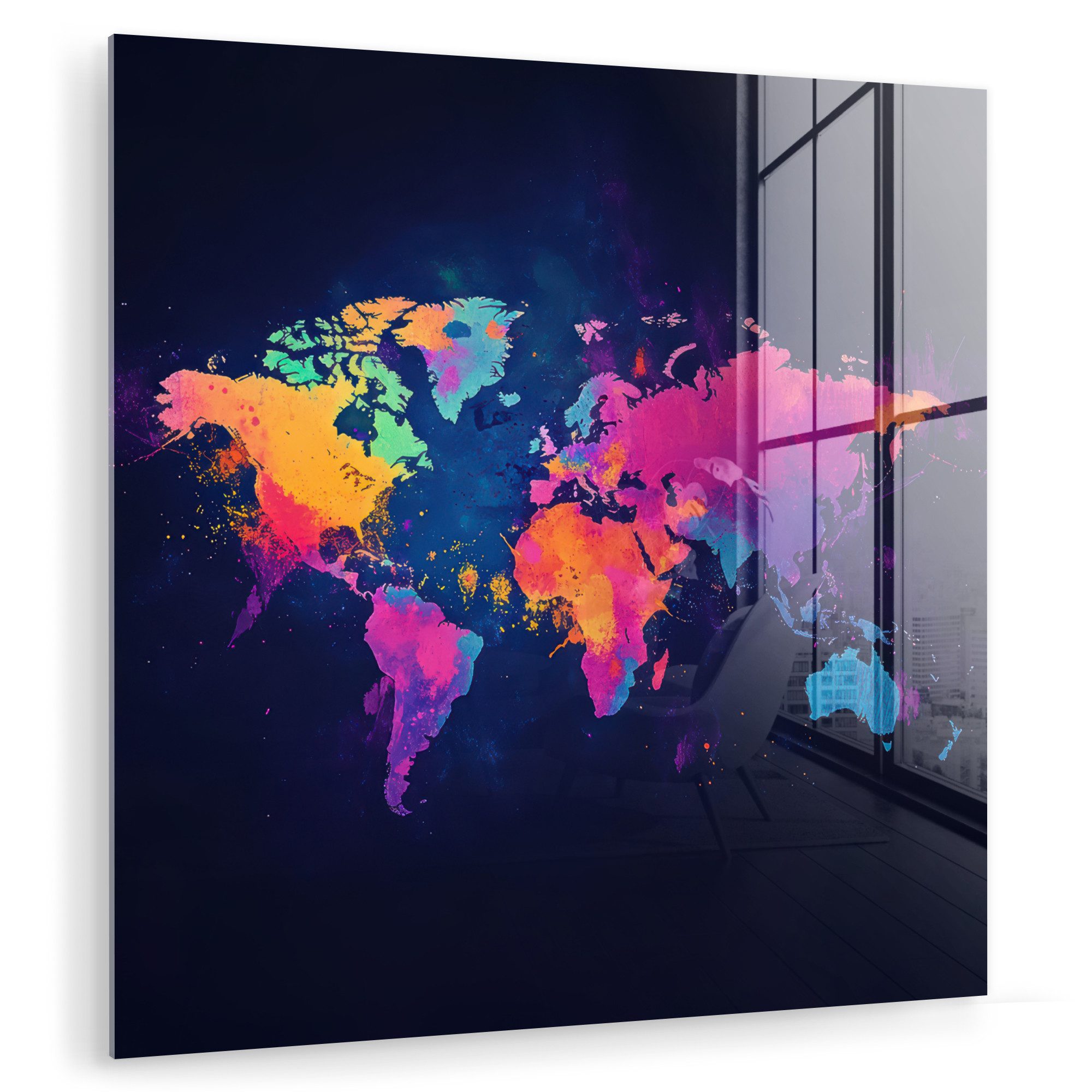 MuchoWow Acrylglasbild Weltkarte - Bunt - günstig online kaufen