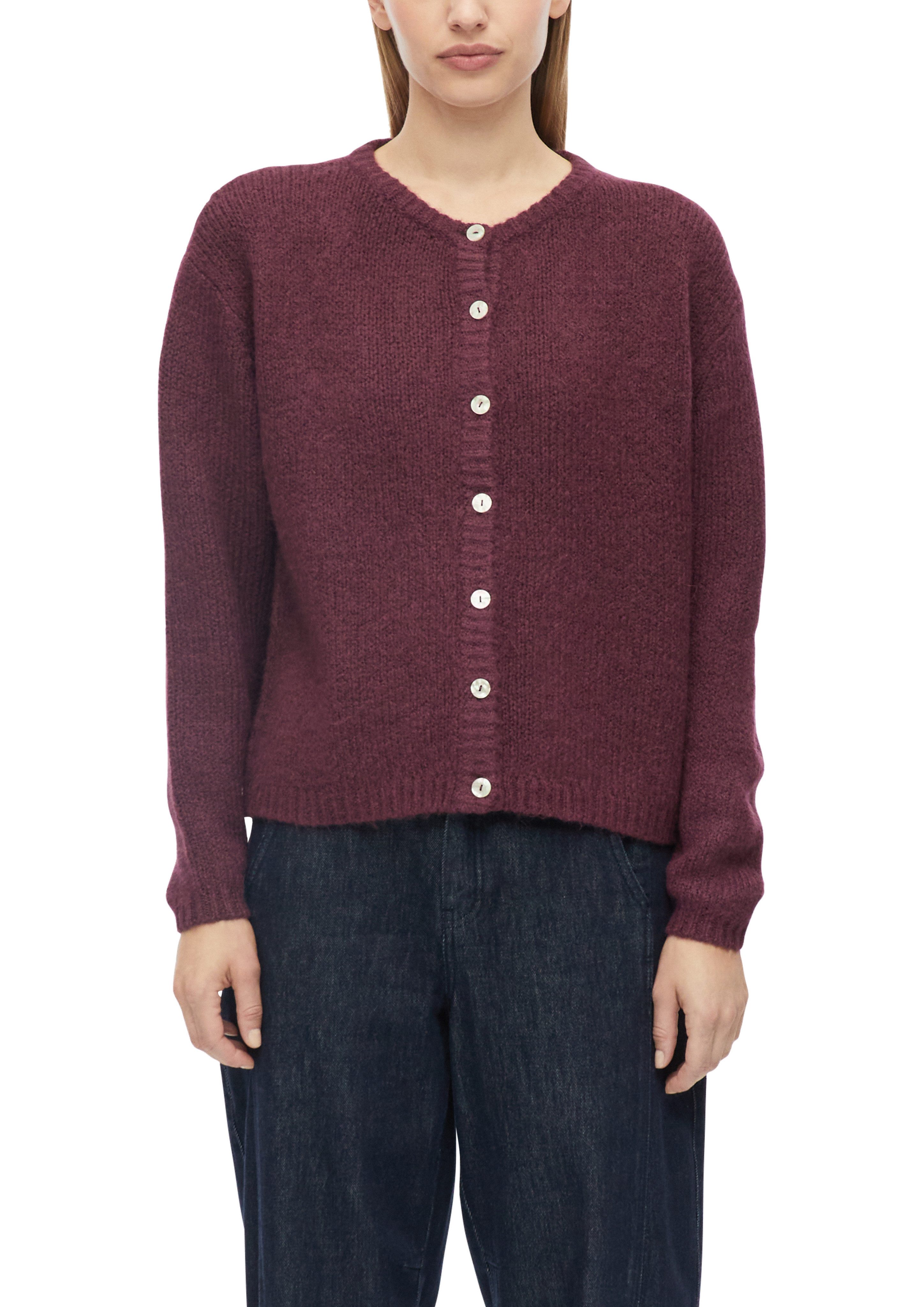 s.Oliver Cardigan Strickjacke mit Knopfleiste und Rundhals / mit Wolle