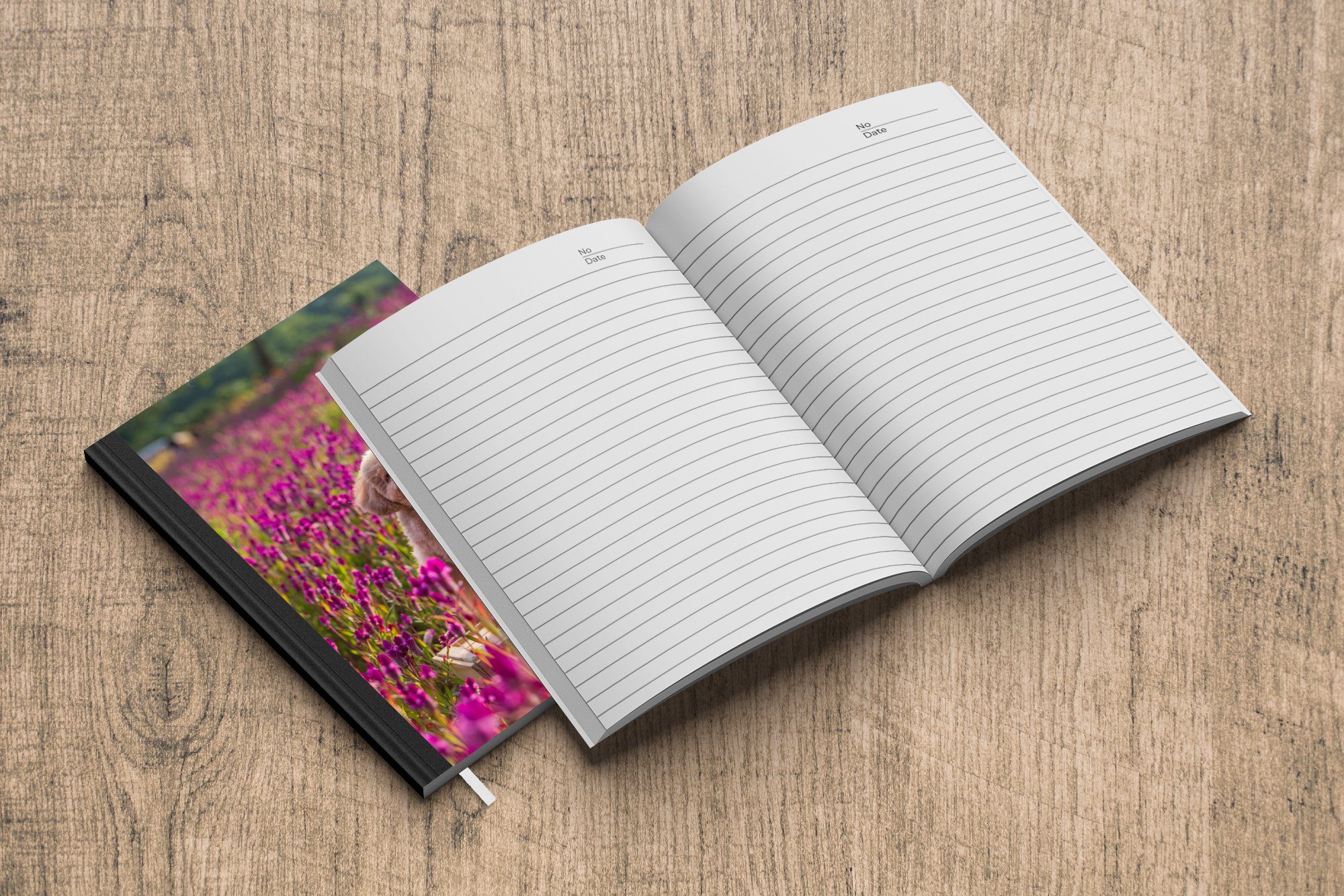 98 Haushaltsbuch Tagebuch, Hund Seiten, Merkzettel, - A5, Journal, - Frühling, Lavendel Notizbuch Blumen MuchoWow - Notizheft,
