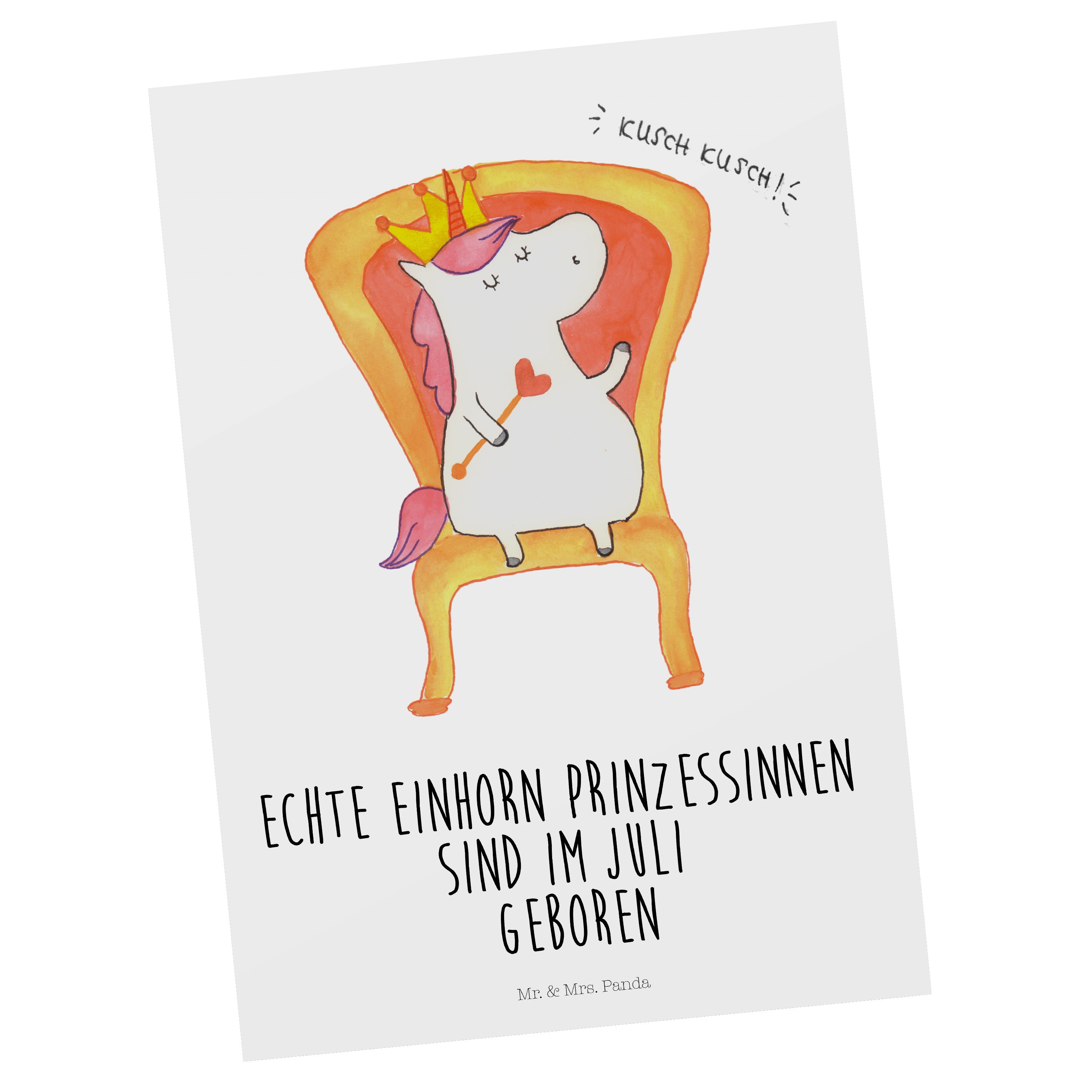 Mr. Geschenk, Panda Einladung, Einhorn, Juli - Geschenkk Mrs. Unicorn, Weiß Monat, - Postkarte &