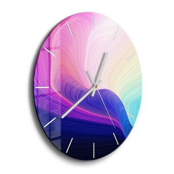 DEQORI Wanduhr 'Polychromer Farbfluss' (Glas Glasuhr modern Wand Uhr Design Küchenuhr)