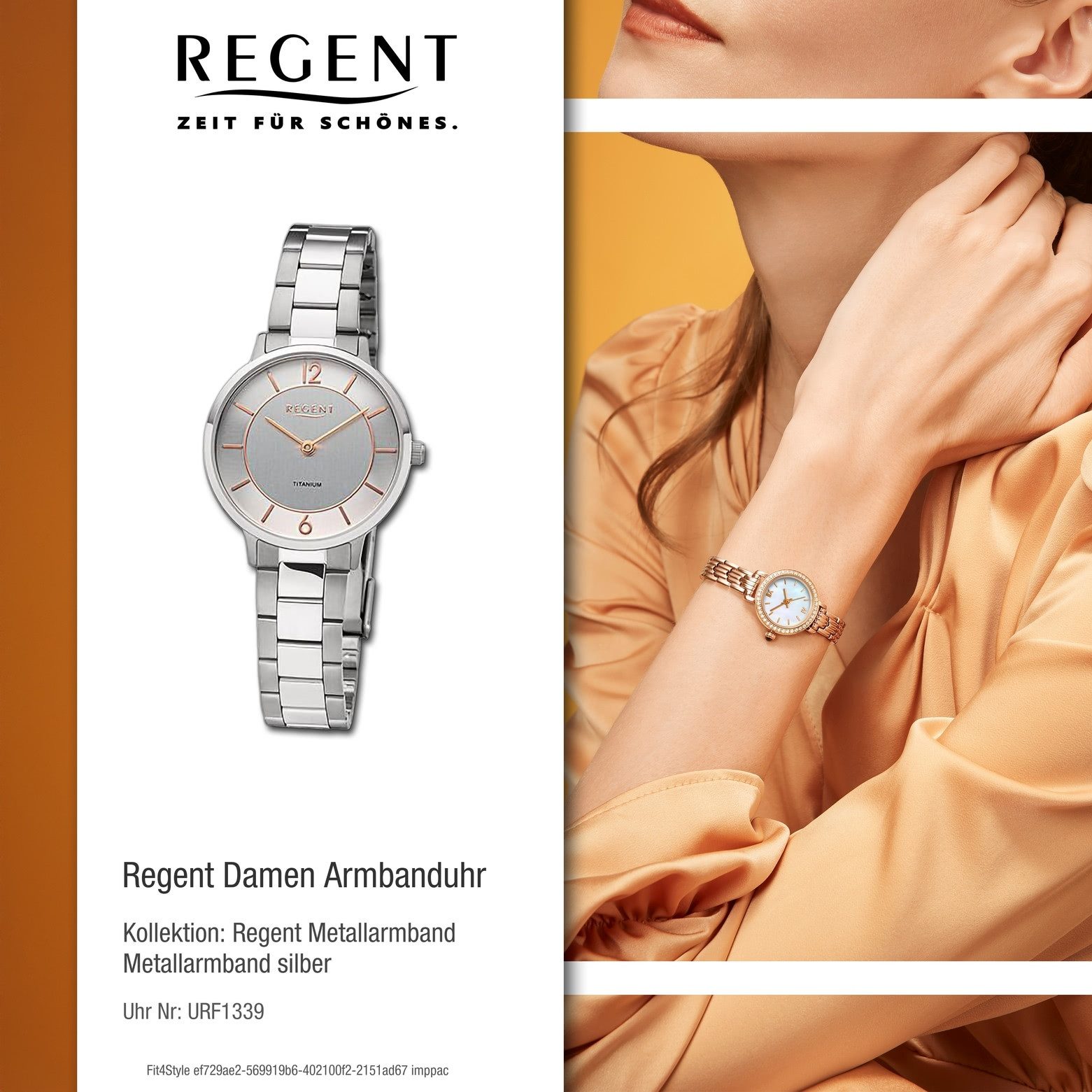 Regent Regent Damen Armbanduhr Analog, (Analoguhr), Damen Armbanduhr rund, extra groß (ca. 31,5mm), Metallarmband