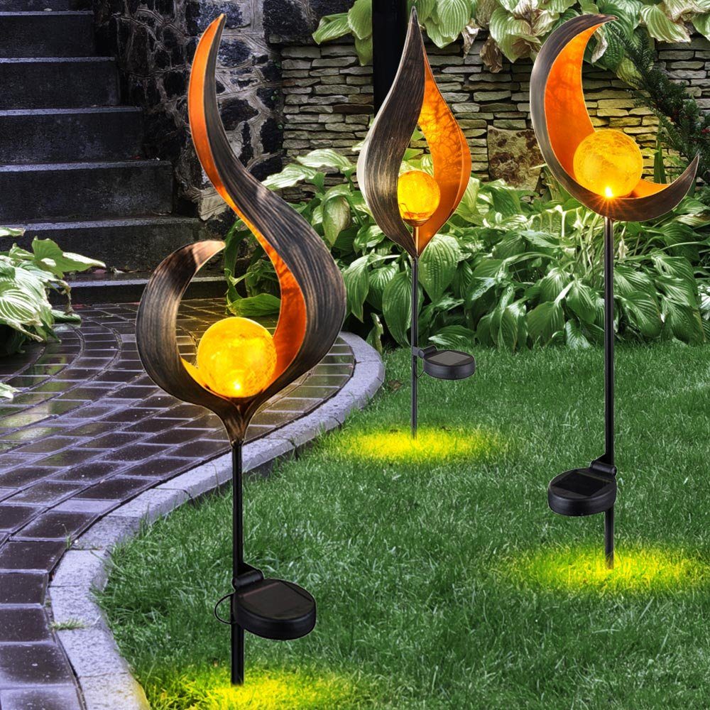 LED Solar Außen Steck Leuchte Glas Steh Lampe rauch Veranda Garten Leuchte rost 