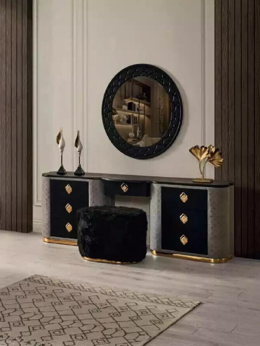 Schminktisch Makeup-Tisch Set Konsole Spiegel Schlafzimmer Einrichtung Hocker Set