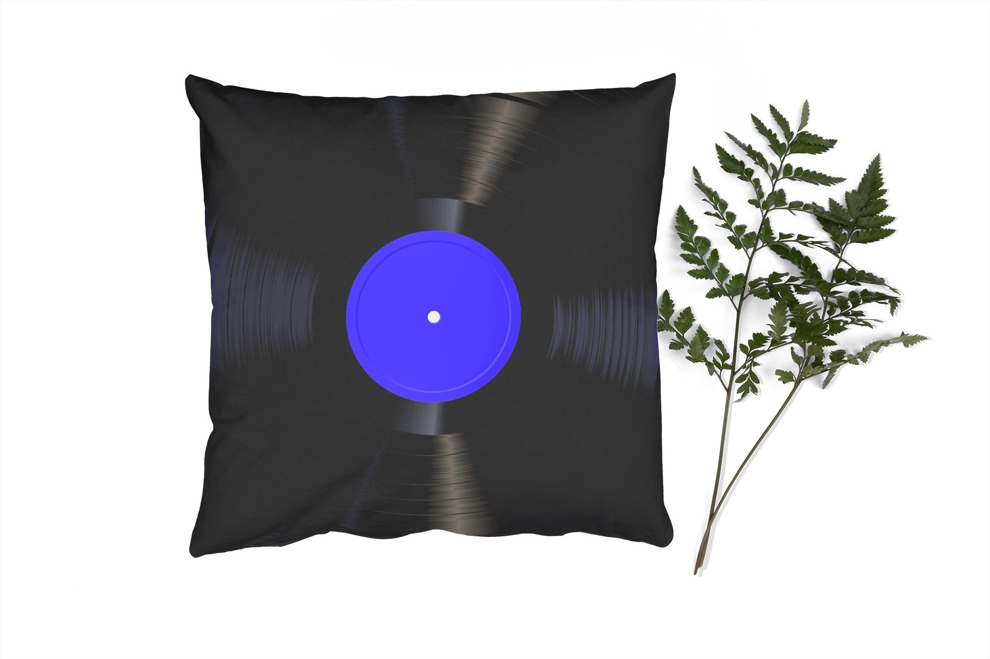 MuchoWow Dekokissen Blau - LP's Vinyl - Retro, Zierkissen mit Füllung für Wohzimmer, Schlafzimmer, Deko, Sofakissen | Dekokissen