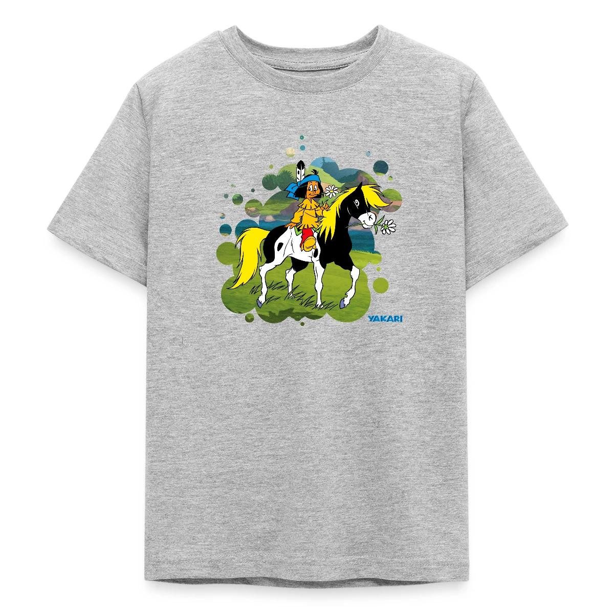 T-Shirt Yakari Reitet Aus Auf Pferd Kleiner Donner Teenager T-Shirt