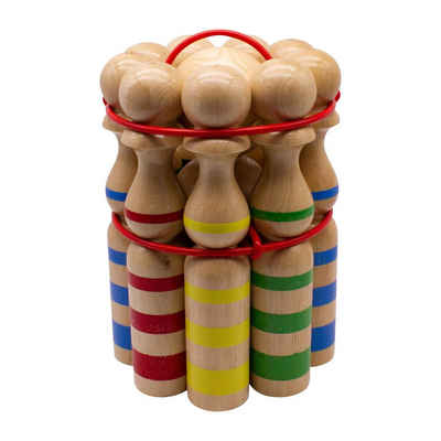 GICO Spielzeug-Gartenset Kegelspiel Kegel Set Bowling aus Holz groß Massivholz 24 cm 3025