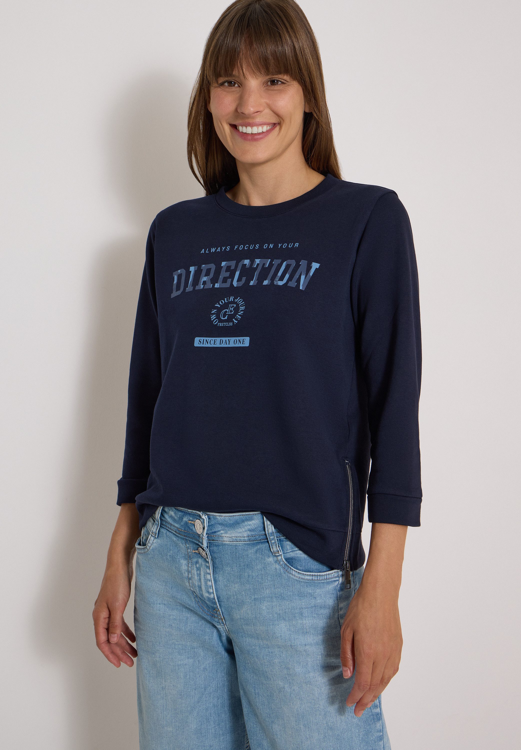 CECIL Sweater 3/4-Arm mit Rundhals und Wording