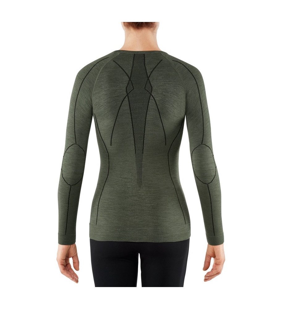 FALKE Langarmshirt Wool Tech (Merinowolle) Unterwäsche olivegrün Damen