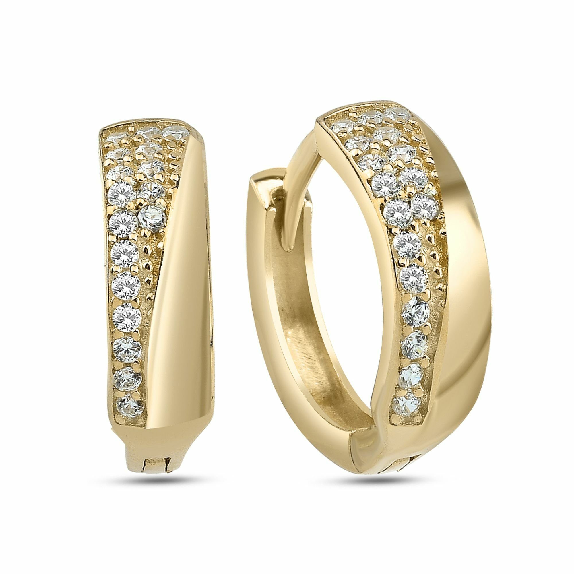 dKeniz Paar Creolen 925/- Sterling Silber vergoldet Welle