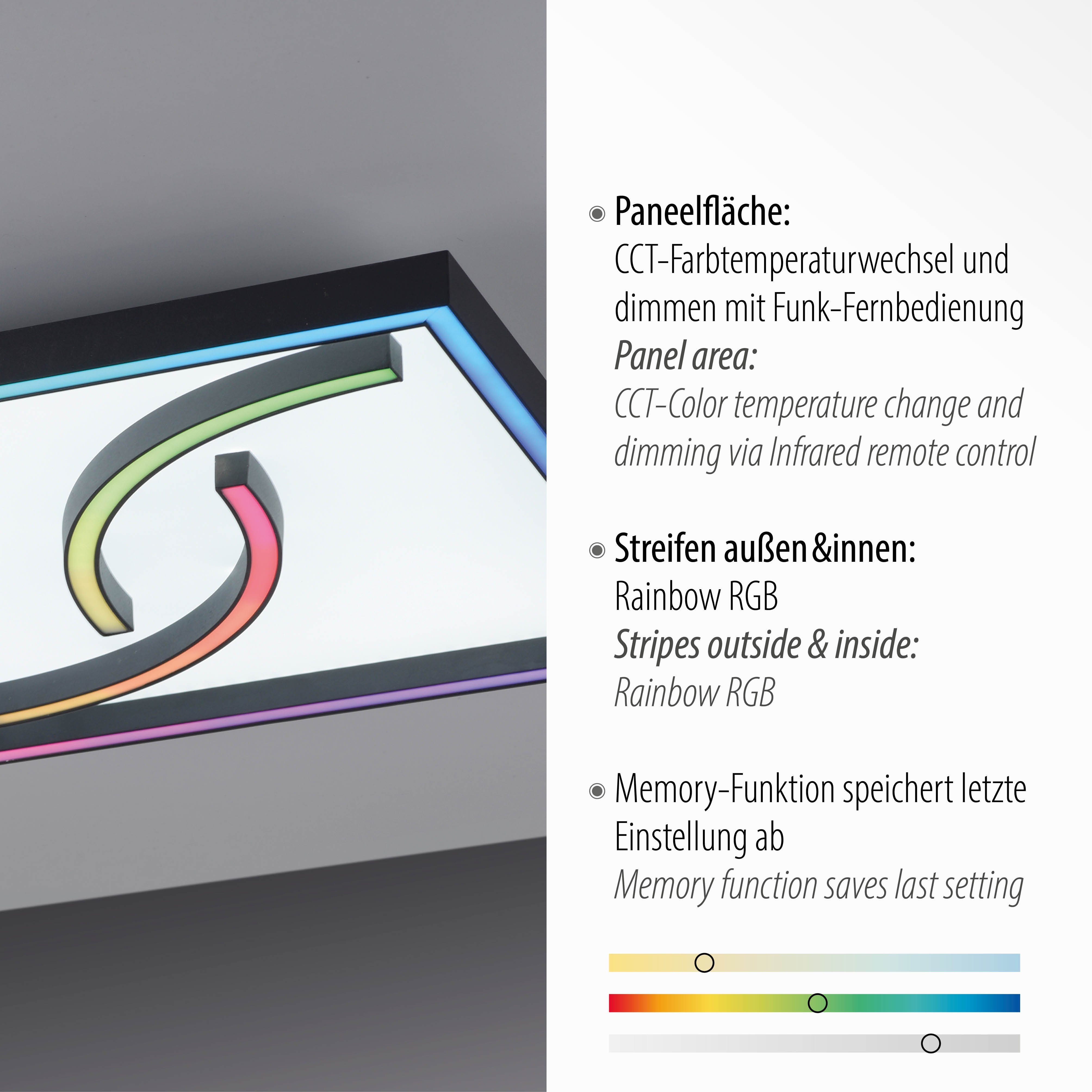 Paul Neuhaus Deckenleuchte CCT LED, integriert, Fernbedienung, kaltweiß, fest über SERPENT, LED RGB-Rainbow, warmweiß - - inkl. dimmbar, Funk