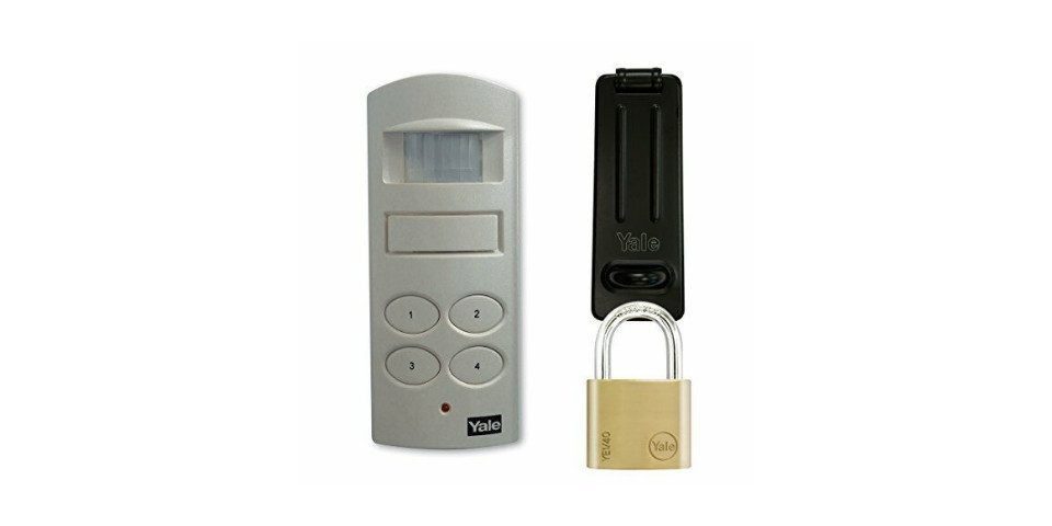 Yale Vorhängeschloss Alarmanlage Set Keller Garage Überfalle + PIR Alarm Safe, (1-tlg), Kabellos, Bewegung/PIR aktiviert