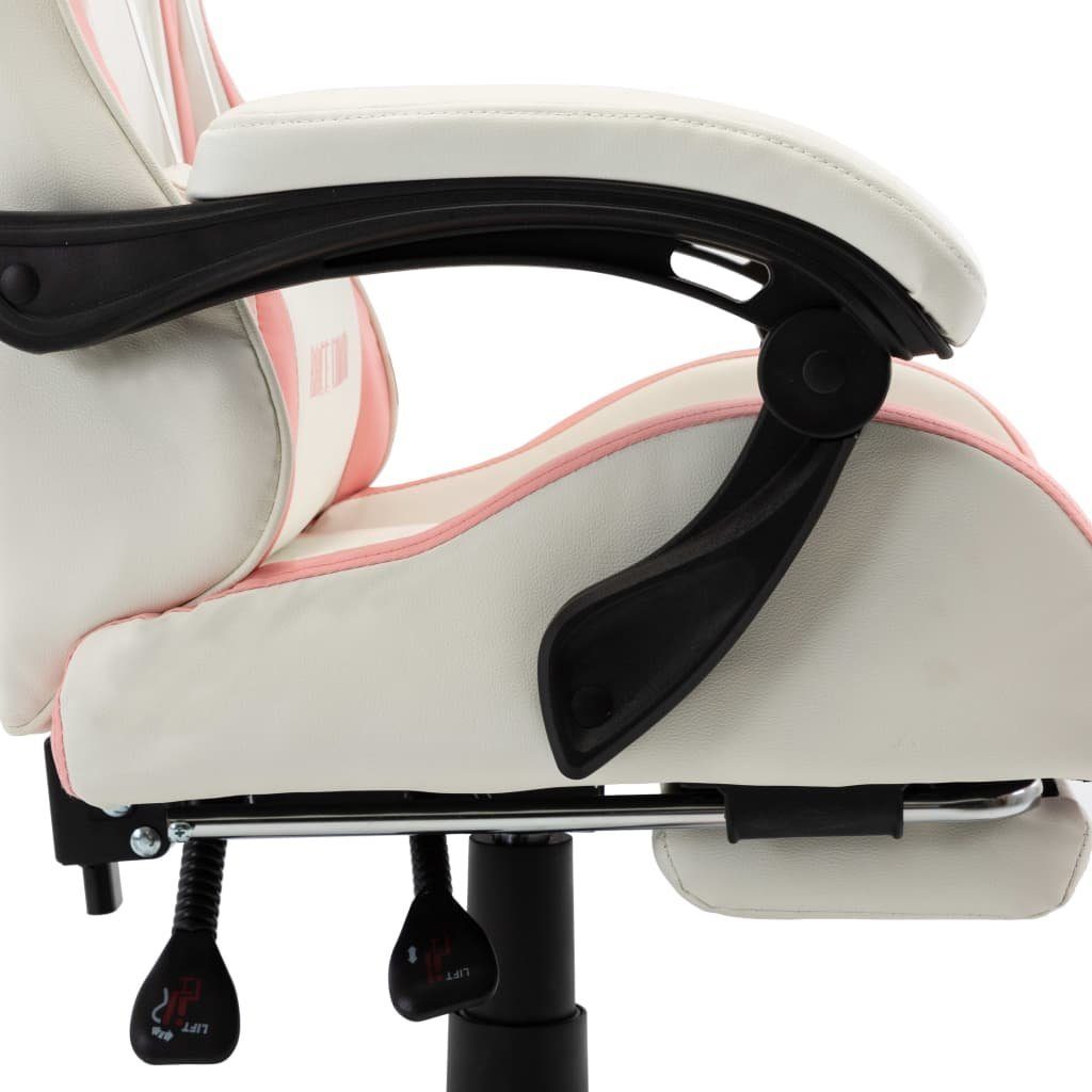 vidaXL und Weiß Weiß Weiß Rosa Rosa (1 Bürostuhl Rosa und | Fußstütze und St) Kunstleder mit Gaming-Stuhl